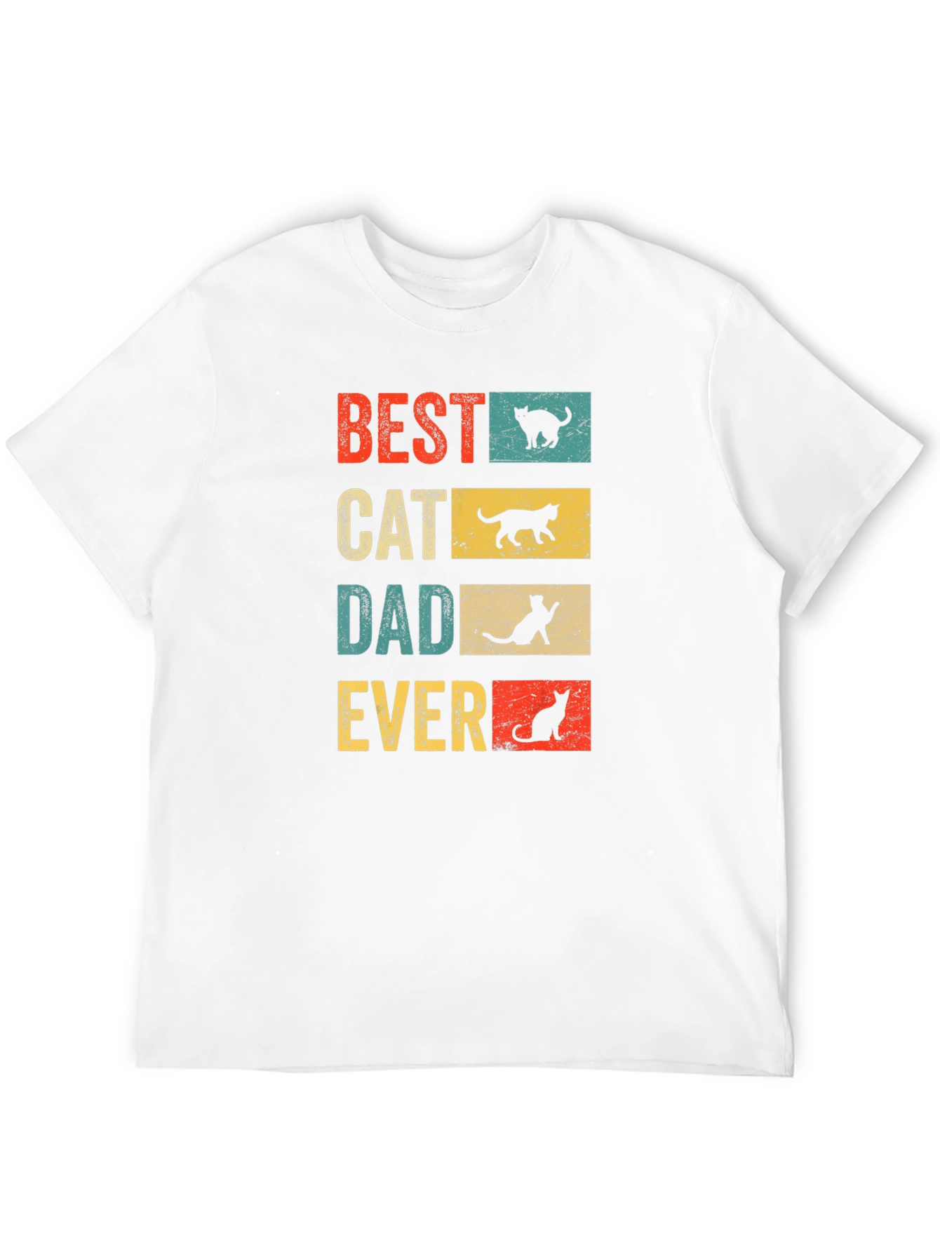 Black Best Cat Dad Ever T-Shirt - Vintage Design view 12