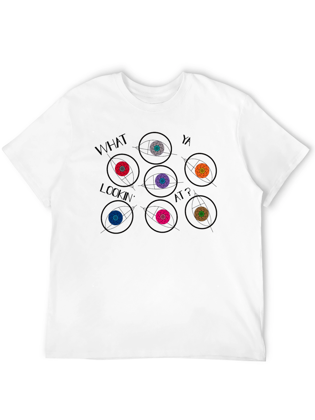 Black Colorful Eye Graphic Tee - What Ya Lookin' At? Shirt view 12