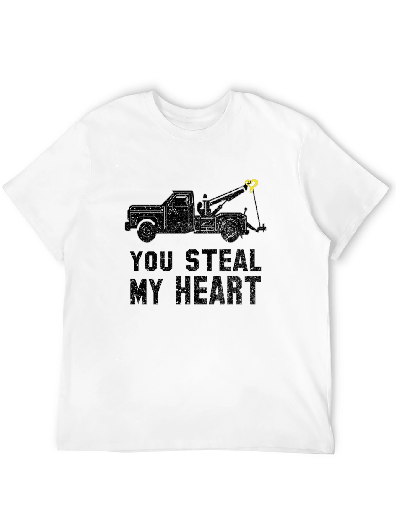 Black You Steal My Heart Tow Truck Graphic T-Shirt view 12