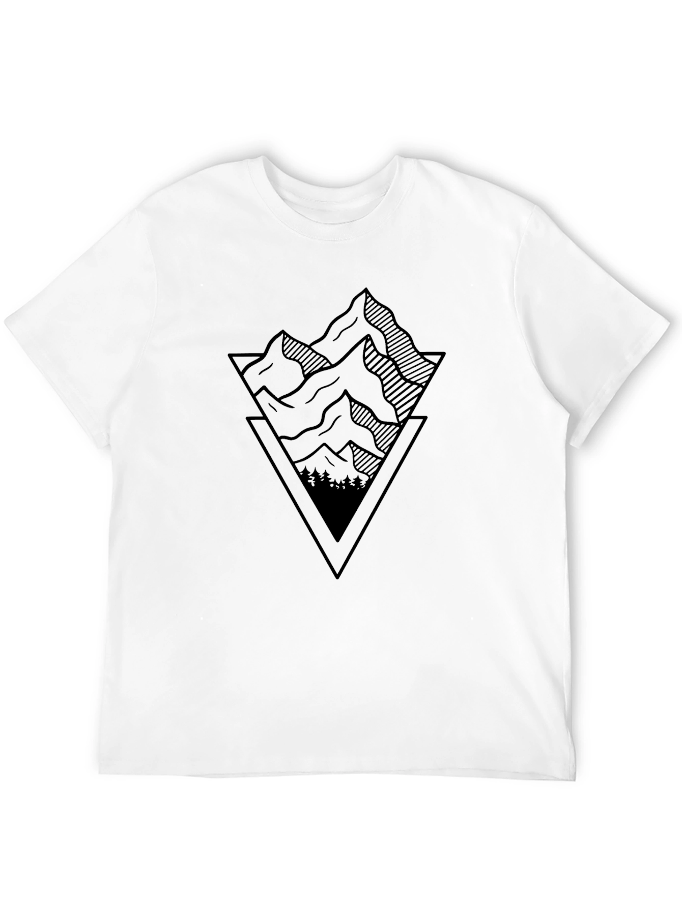 Black Geometric Mountain Graphic Tee - Black view 12