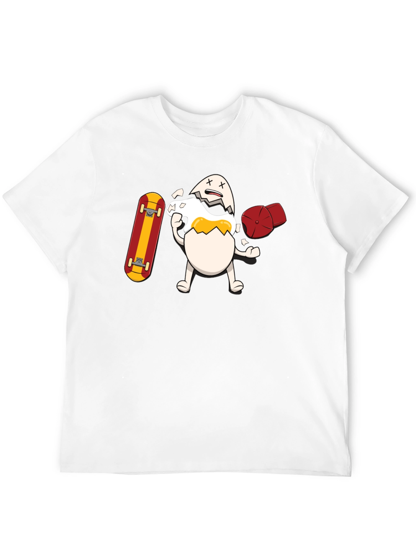 Black Egg-cellent Skater Tee: Broken Egg with Skateboard view 12