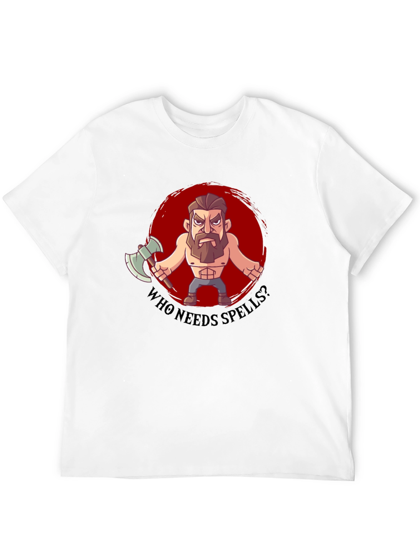 Black Barbarian Cartoon T-Shirt - Who Needs Spells? view 12