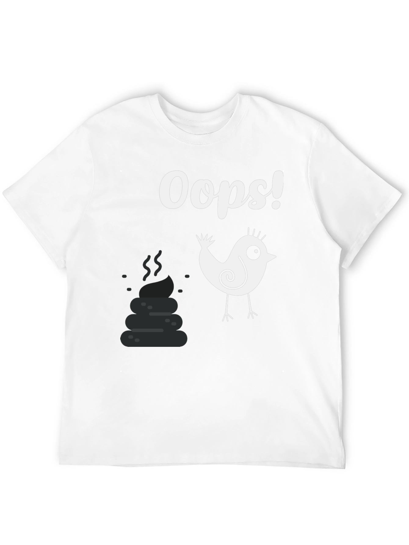 Black Oops! Bird Poop Graphic Tee - Funny Casual T-Shirt view 12
