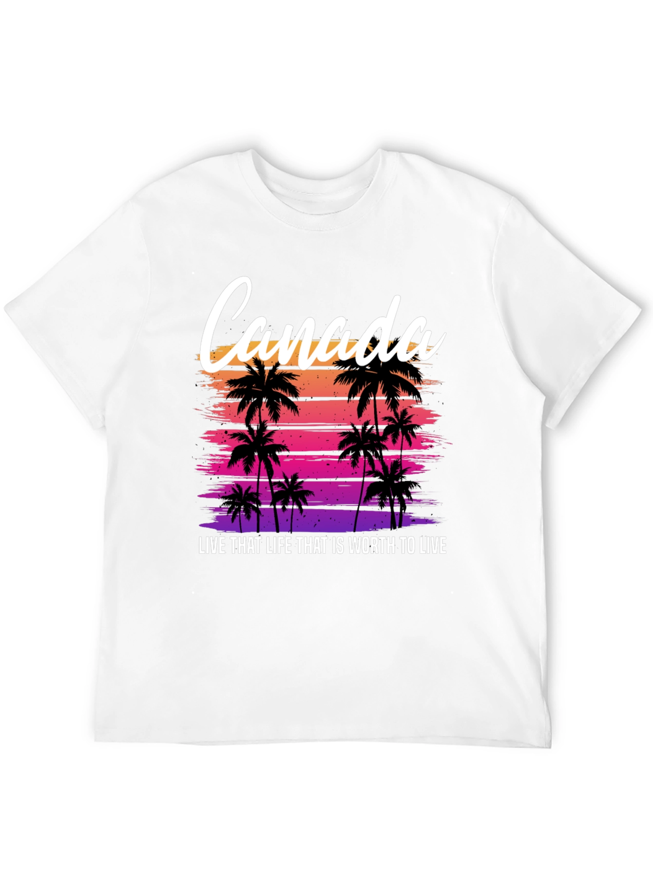 Black Canada Sunset Palm Tree T-Shirt - Live That Life Tee view 12