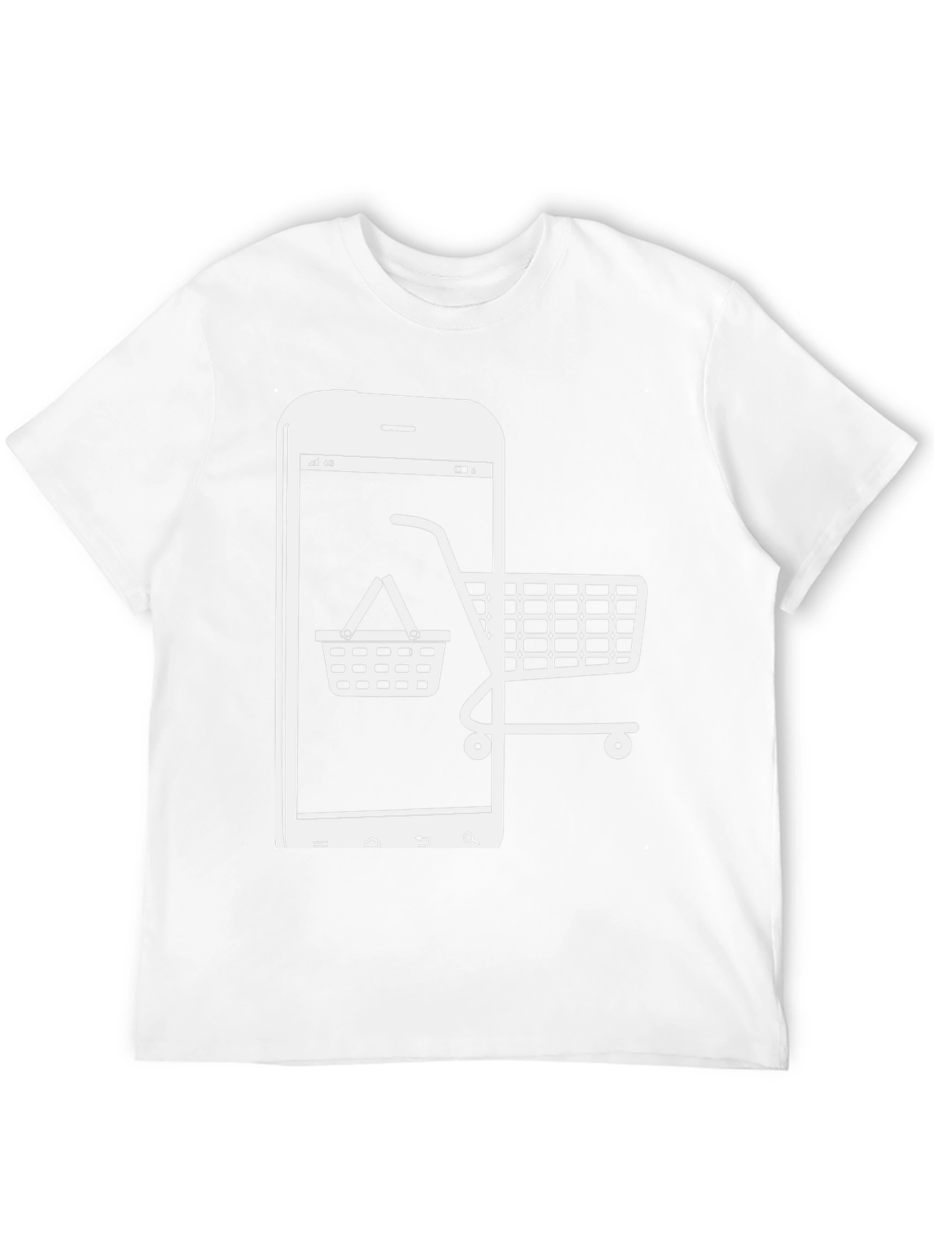 Online Shopping Tee - Smartphone & Cart Design - 12