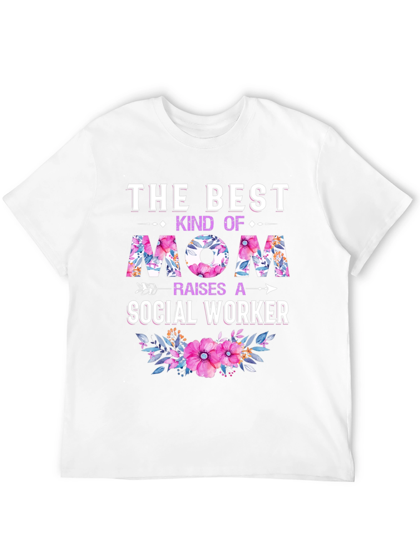 Black Best Mom Social Worker Floral T-Shirt view 12