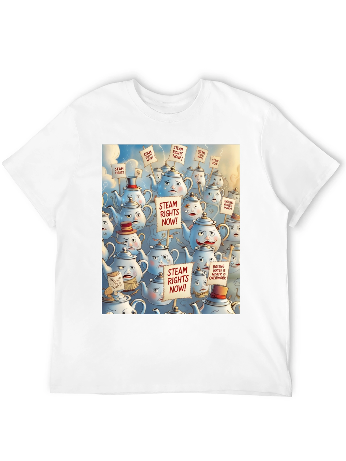 Black Steam Rights Teapot Protest T-Shirt - Unique Graphic Tee view 12