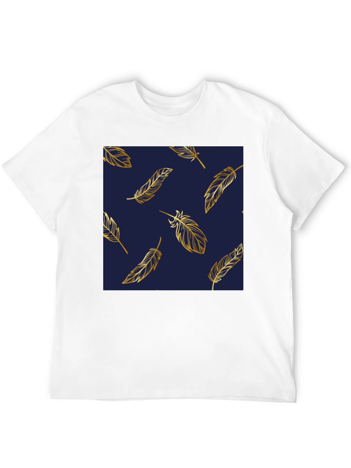 Black Feather Print Crew Neck Black T-Shirt view 12