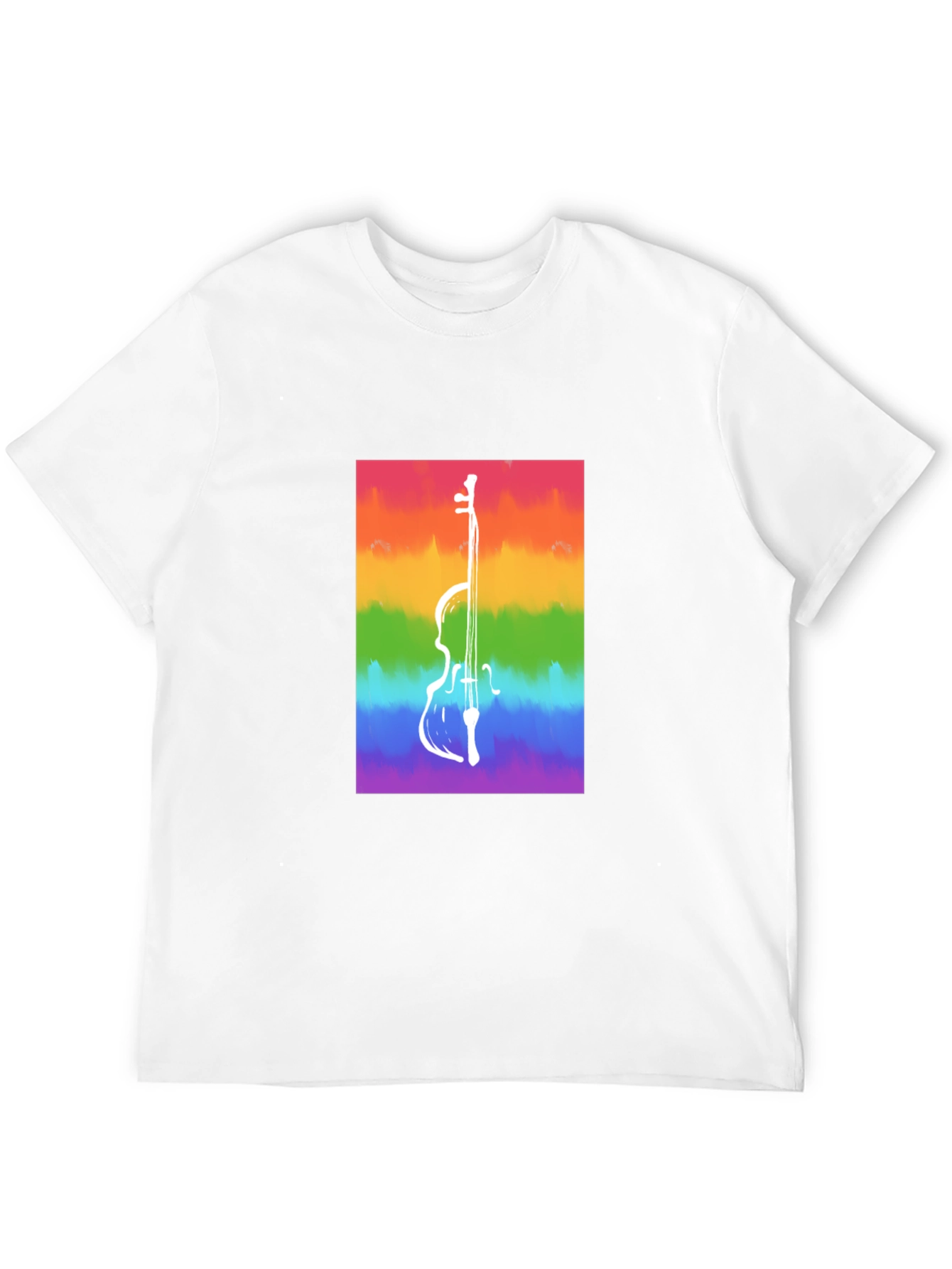 Black Rainbow Cello Graphic Tee - Black Cotton Casual Shirt view 12