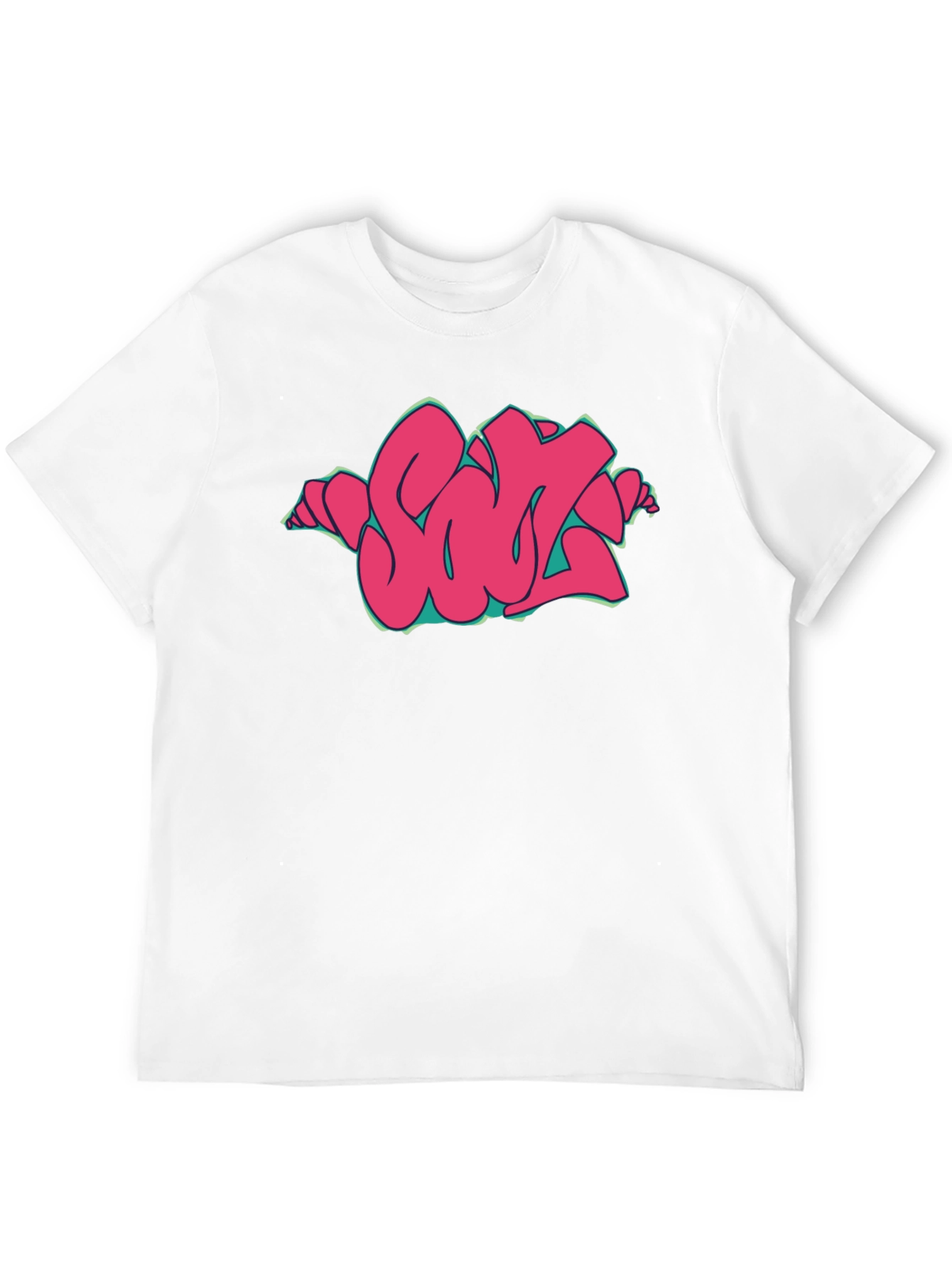 Black Graffiti Style Pink Graphic Print Black T-Shirt view 12