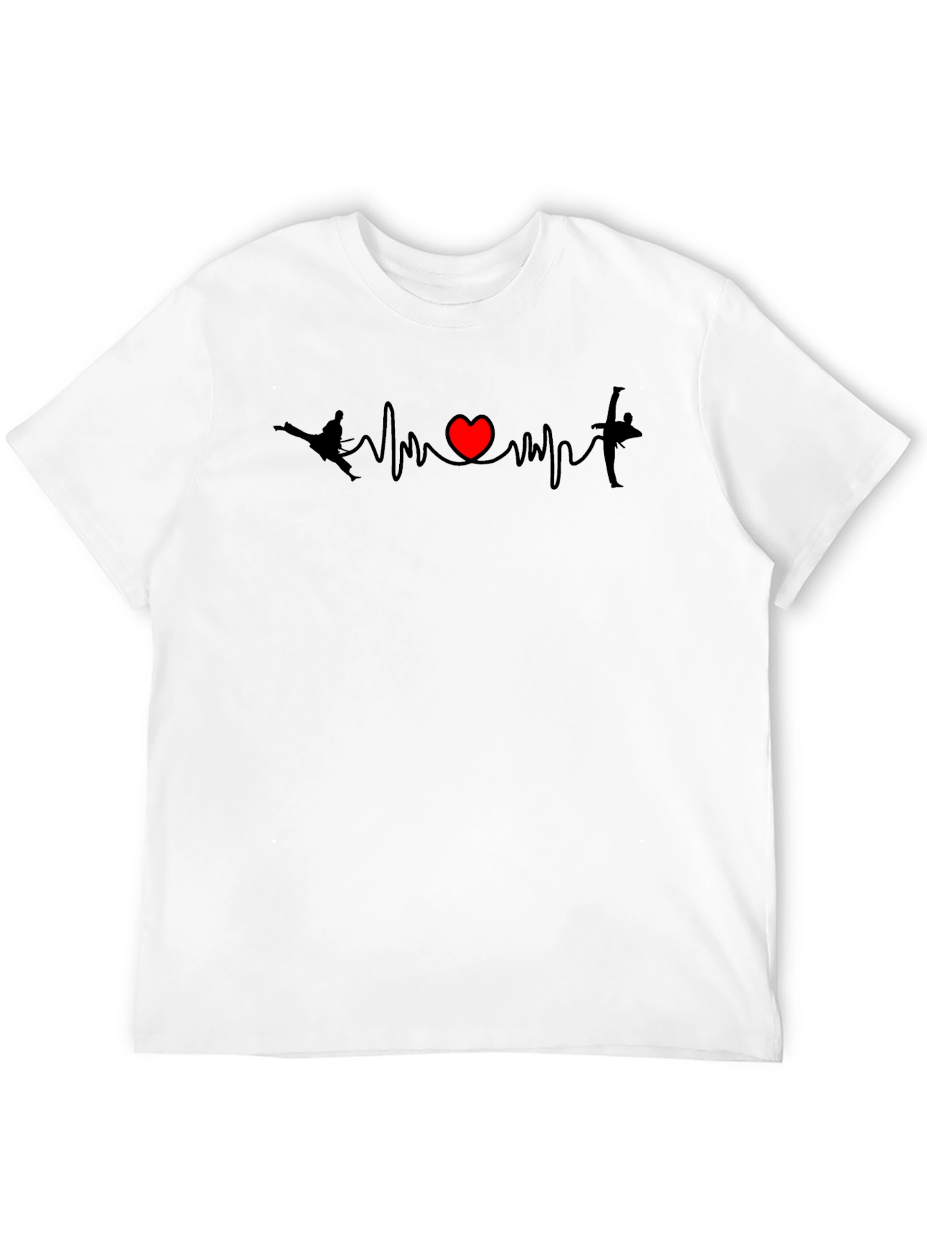 Black Karate Heartbeat T-Shirt - Martial Arts ECG Tee view 12