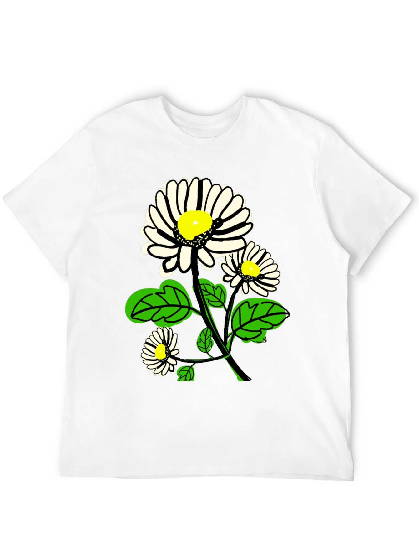 Black Daisy Graphic Print Black T-Shirt view 12