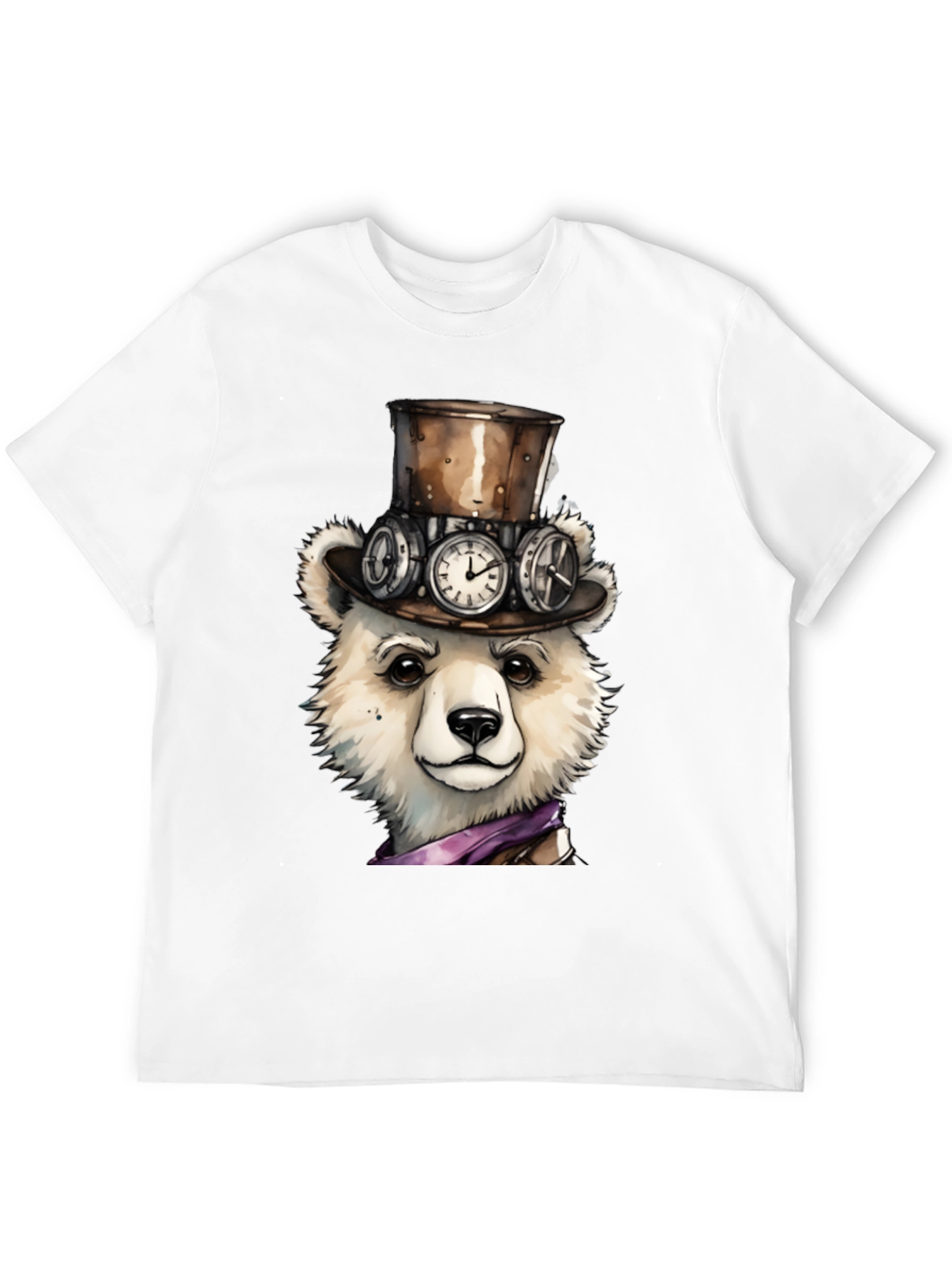 Black Steampunk Polar Bear Graphic Tee view 12
