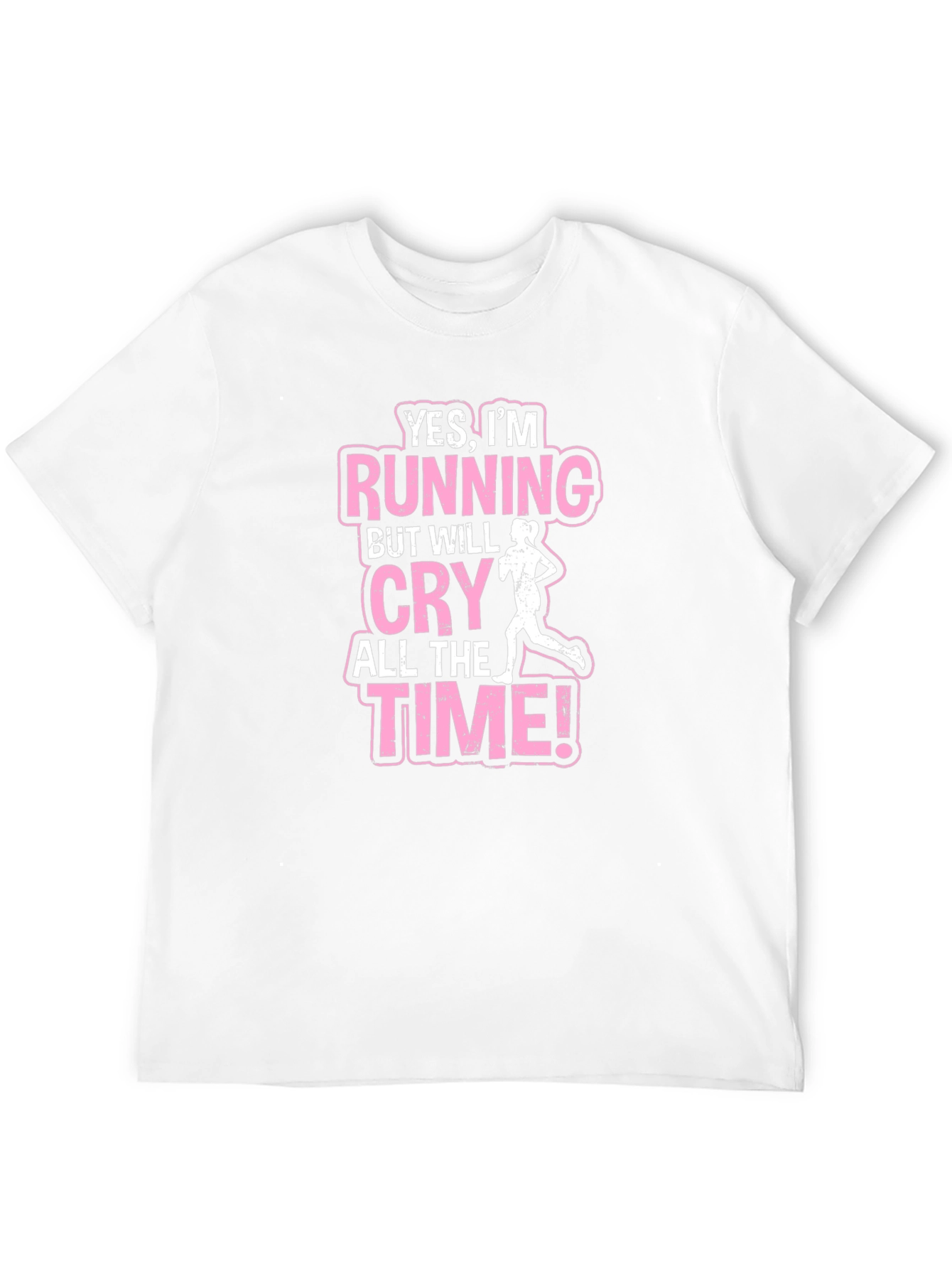 Black Funny Running T-Shirt - Yes, I'm Running But I Will Cry All The Time view 12
