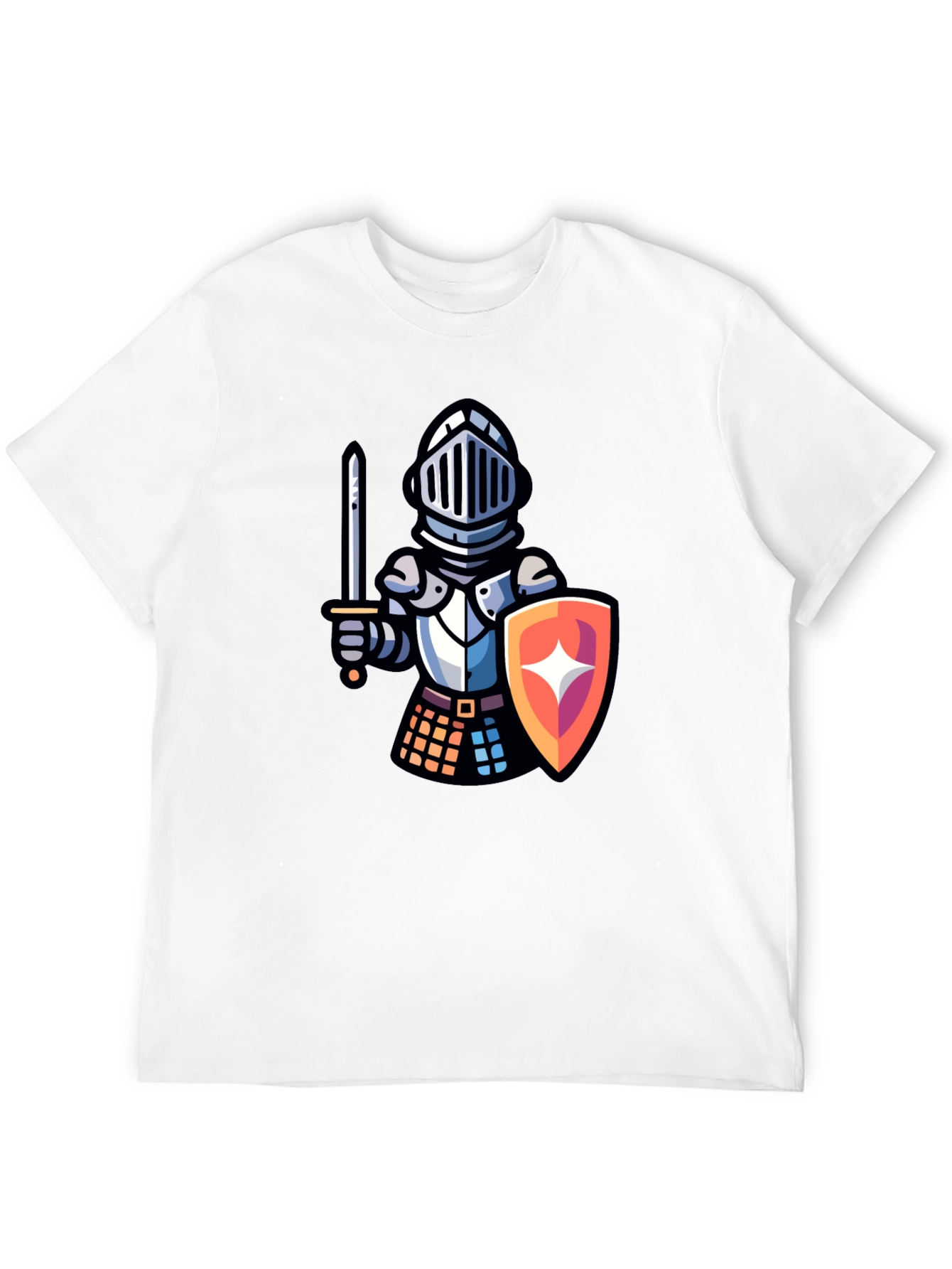 Black Knight Cartoon Graphic T-Shirt - Black Crew Neck Tee view 12