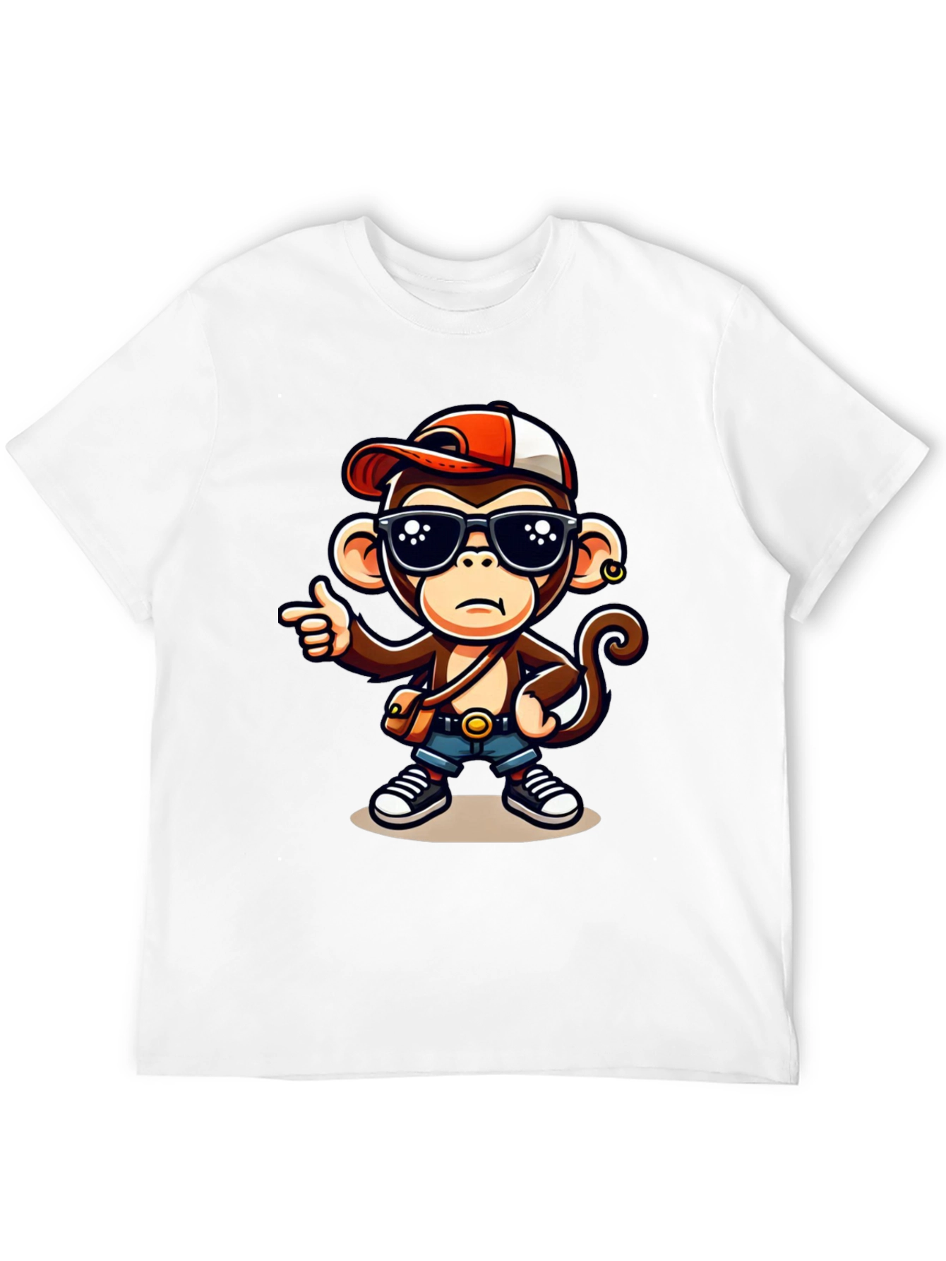 Black Cool Monkey Cartoon Graphic T-Shirt view 12