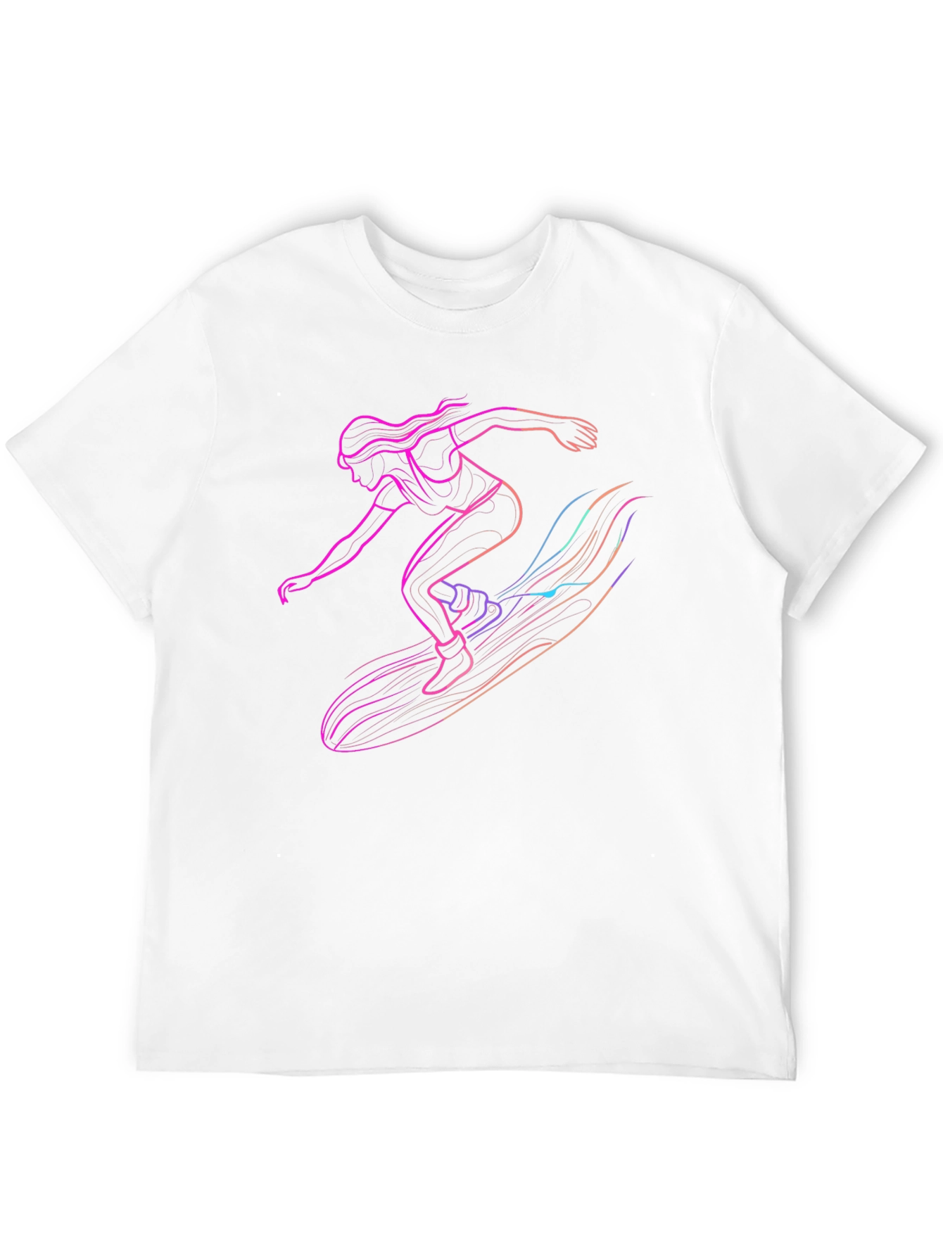 Black Surfing Silhouette Graphic Tee - Black Cotton T-Shirt view 12