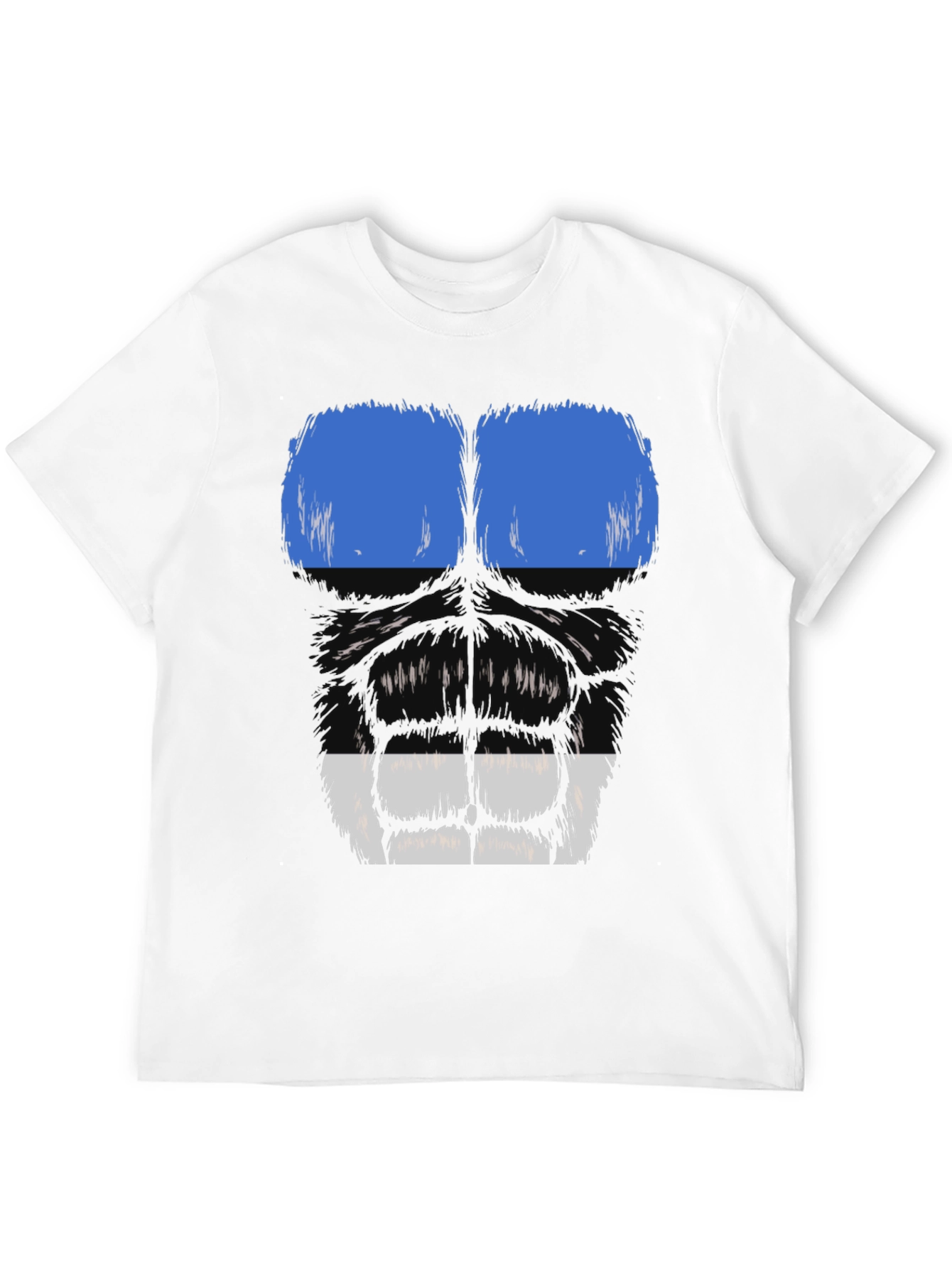 Black Gorilla Face Graphic T-Shirt - Blue & White view 12