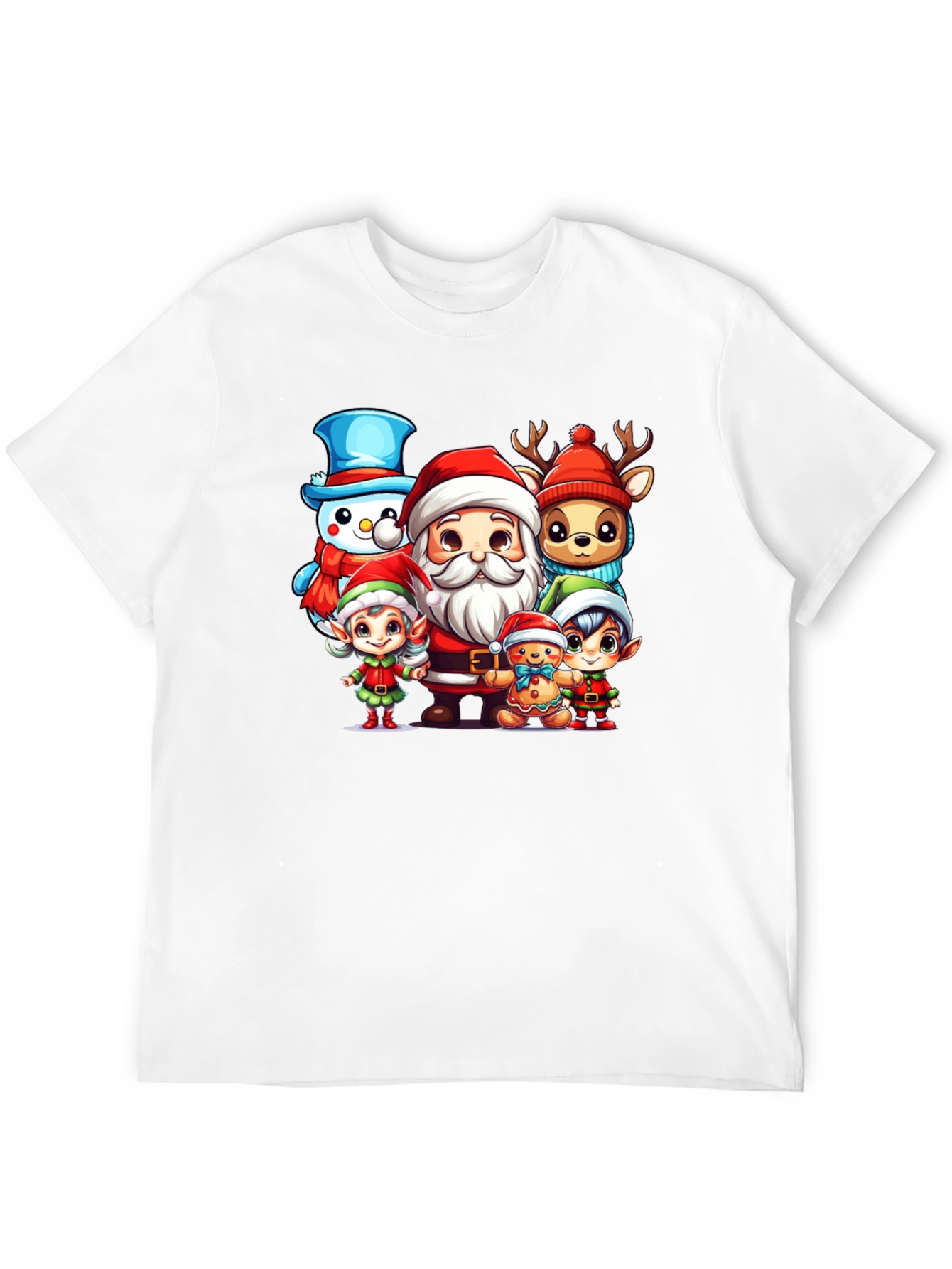 Black Festive Christmas Cartoon Crew Black T-Shirt view 12