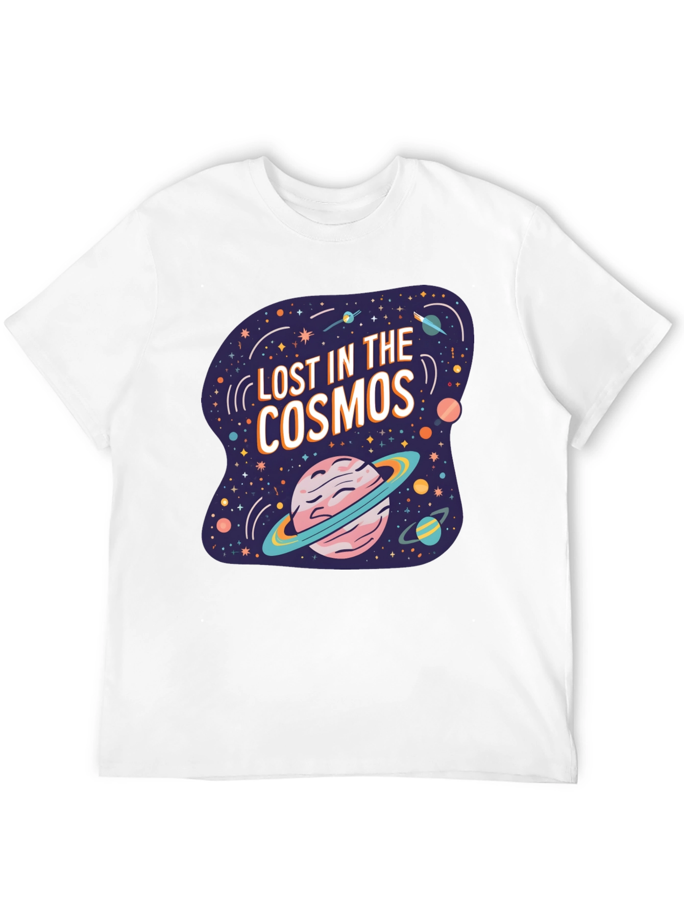 Black Lost in the Cosmos Graphic Tee - Black Cotton T-Shirt view 12