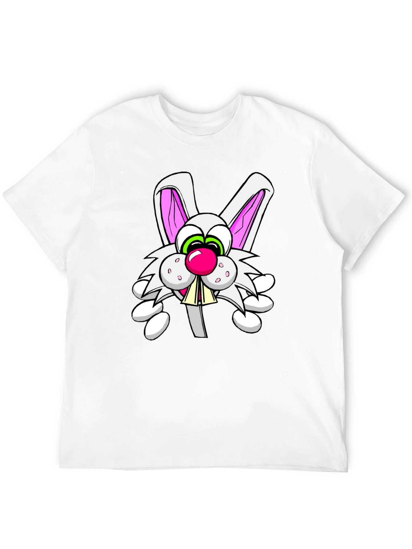 Black Cartoon Rabbit Graphic Tee - Funny Bunny T-Shirt view 12