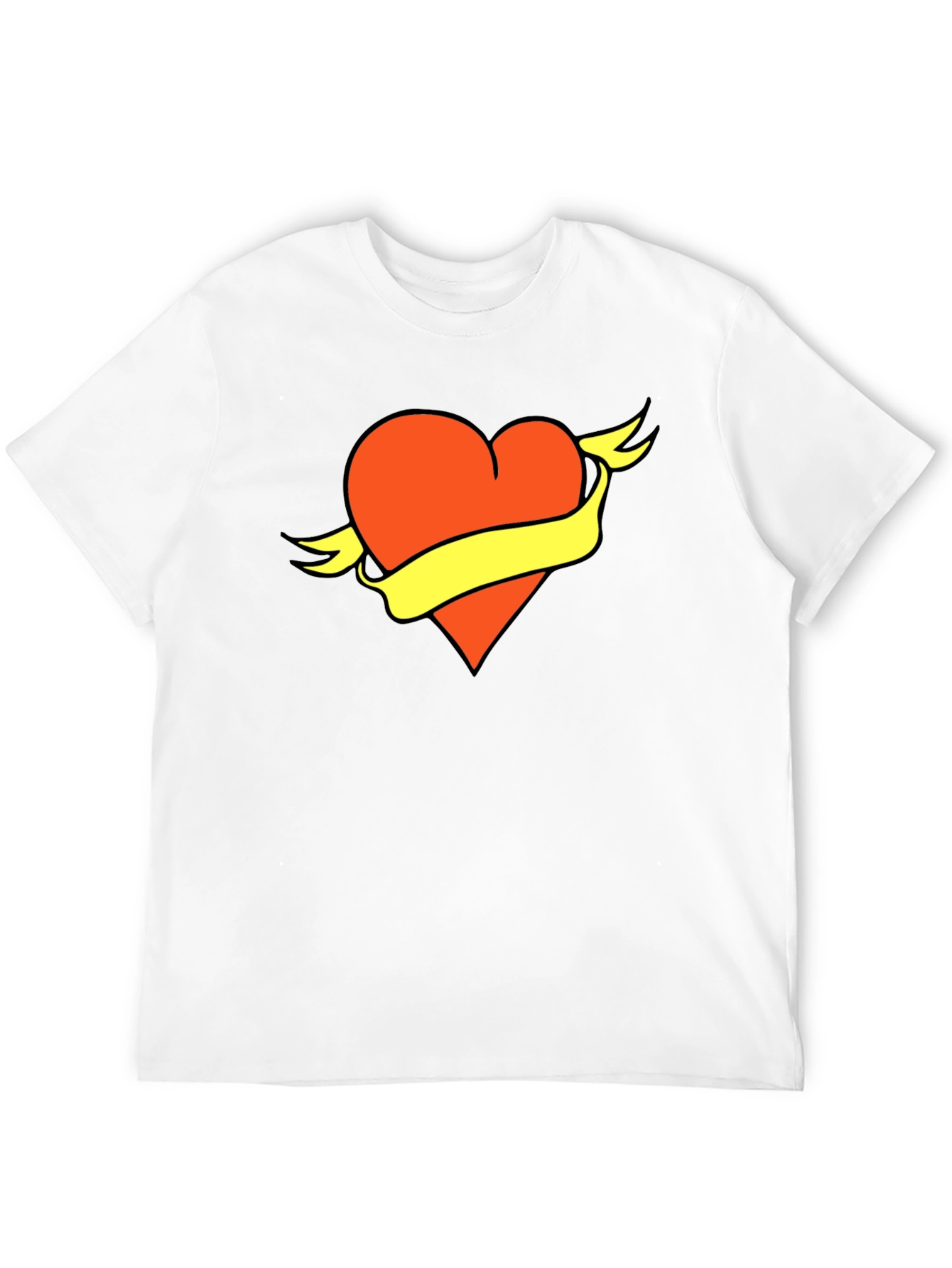 Black Heart & Banner Graphic Tee - Bold Design, Soft Fabric view 12