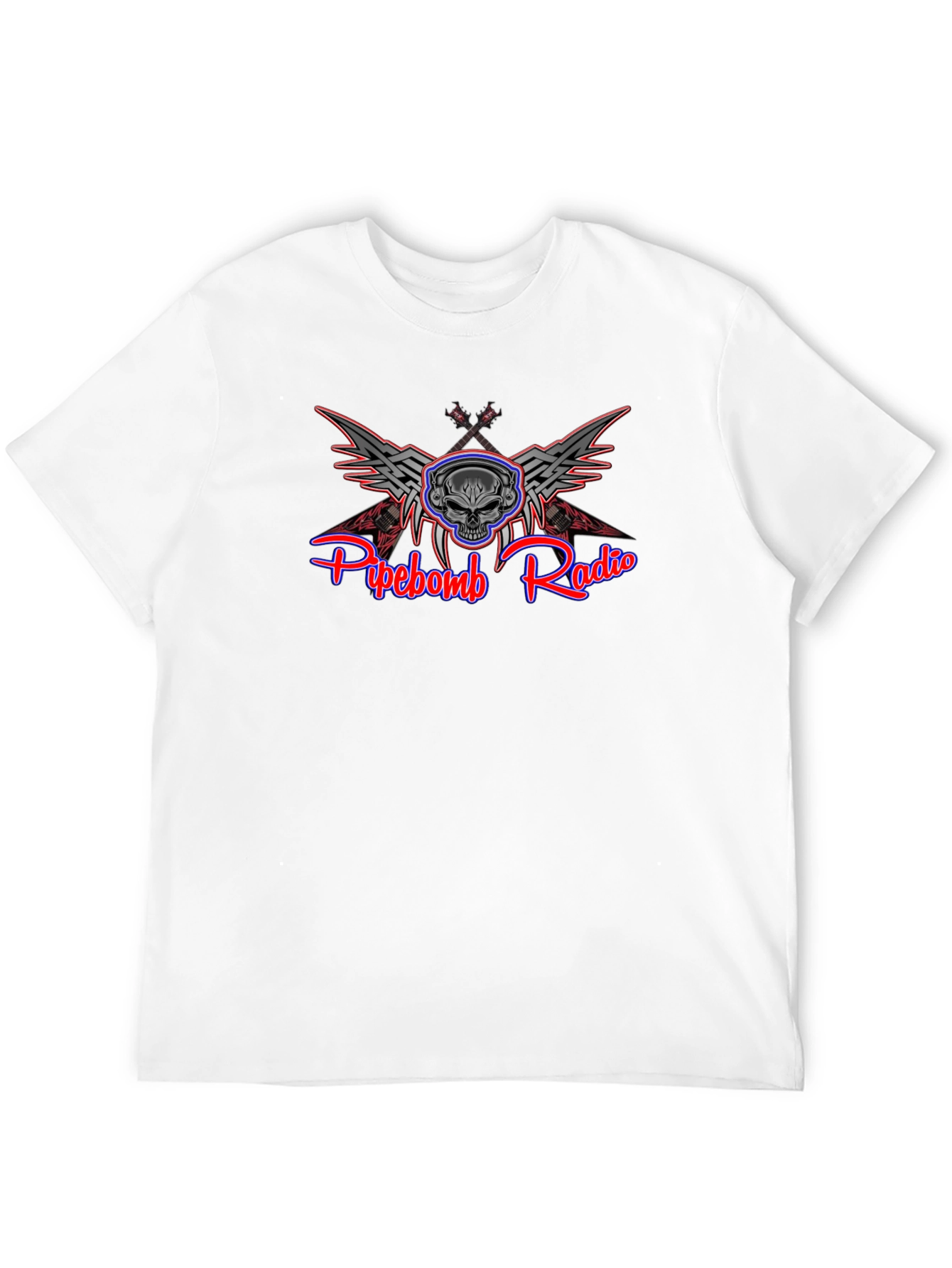 Black Pipebomb Radio Skull Winged T-Shirt view 12