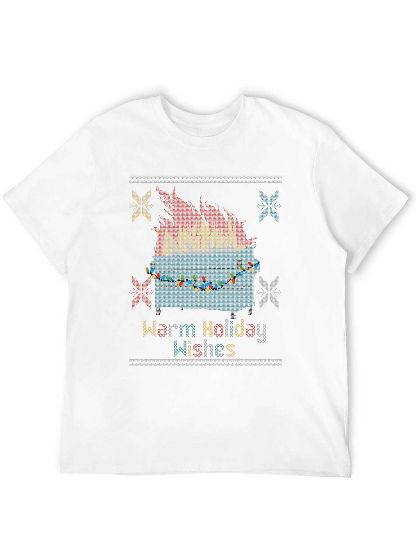 Black Warm Holiday Wishes Dumpster Fire T-Shirt view 12