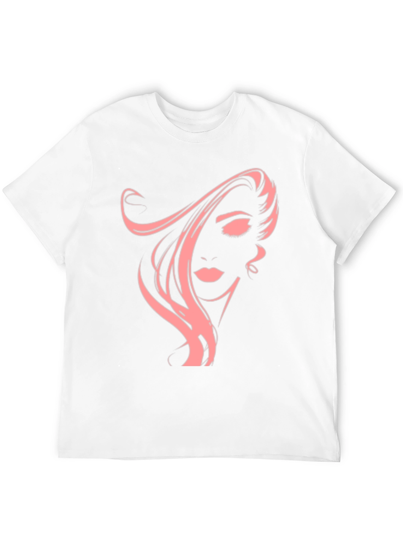 Black Stylish Black T-Shirt with Pink Woman Portrait Graphic view 12