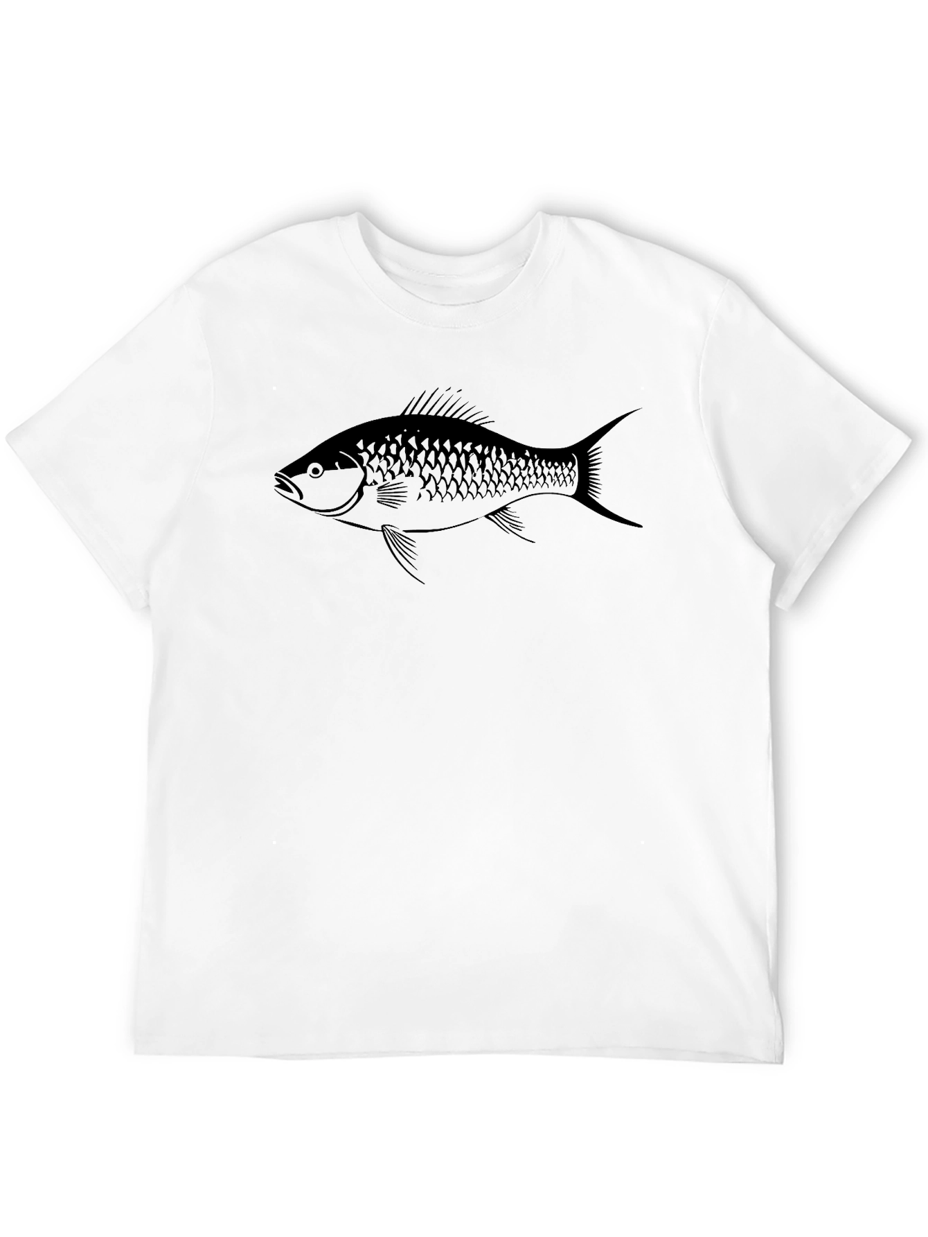 Black Men's Black T-Shirt with Fish Graphic Tee view 12
