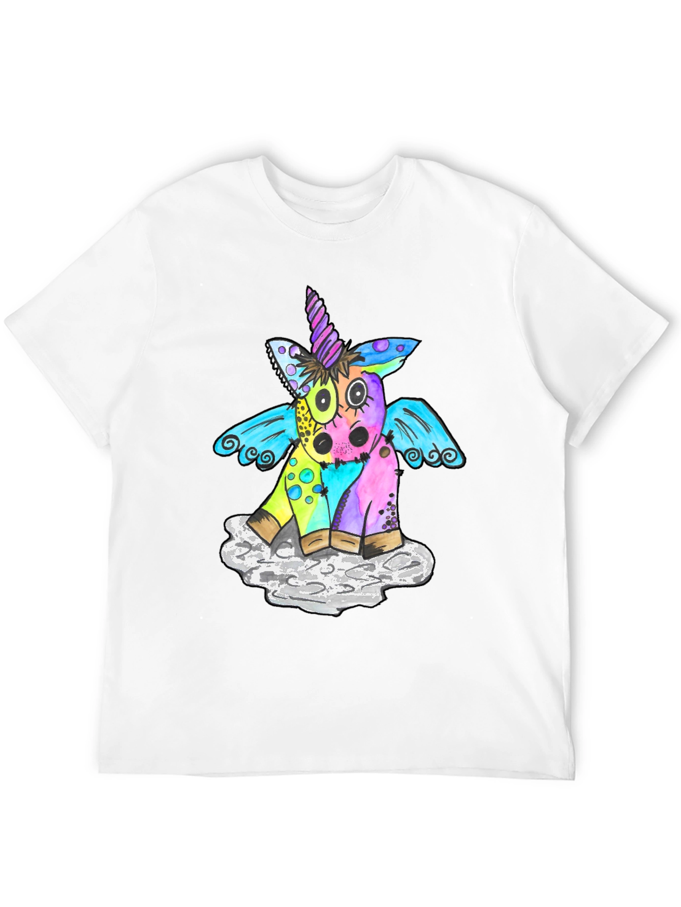 Black Unicorn Graphic T-Shirt, Men's Black Tee view 12