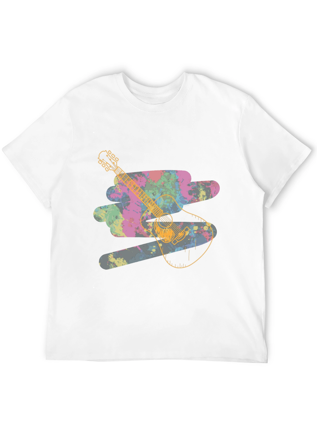 Black Guitar Splash Graphic Tee - Unique Colorful Design view 12