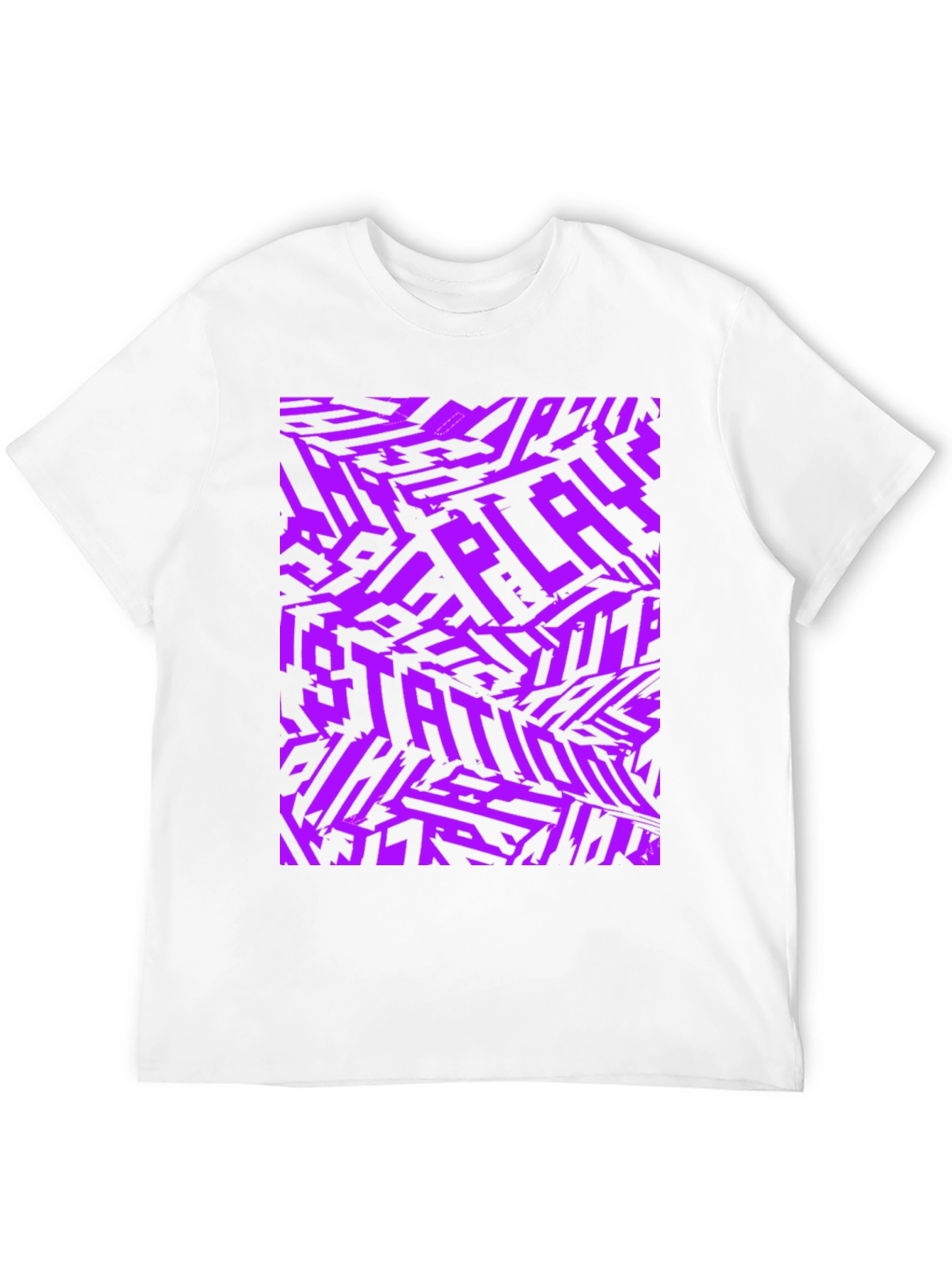 Black Abstract Purple Graphic Print Black T-Shirt view 12