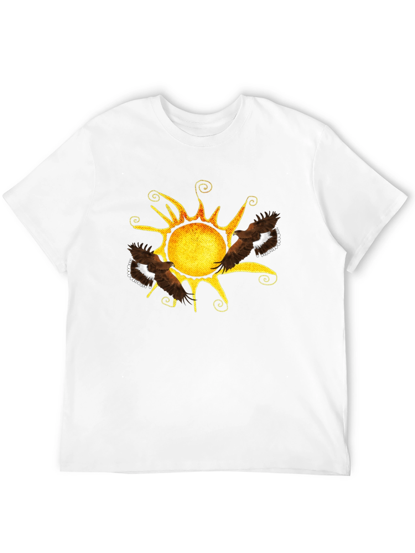 Black Black Tee with Sun & Eagle Design view 12