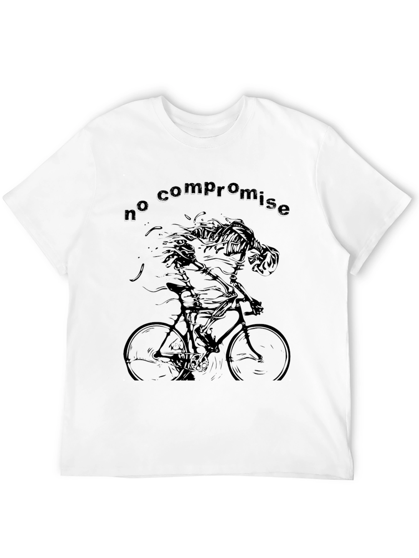 Black No Compromise Skeleton Cyclist Black T-Shirt view 12