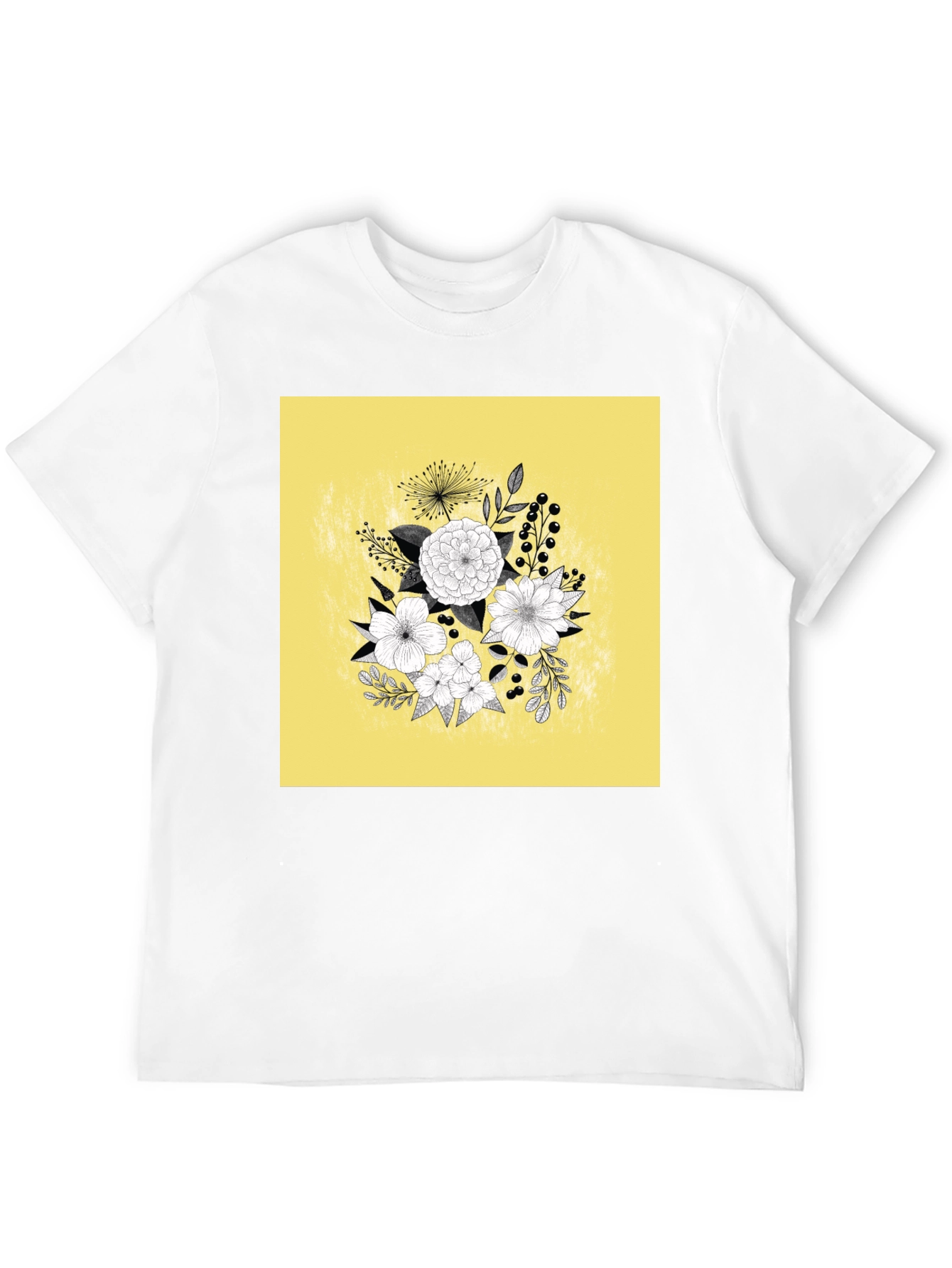 Black Floral Graphic Tee - Black Cotton T-Shirt view 12