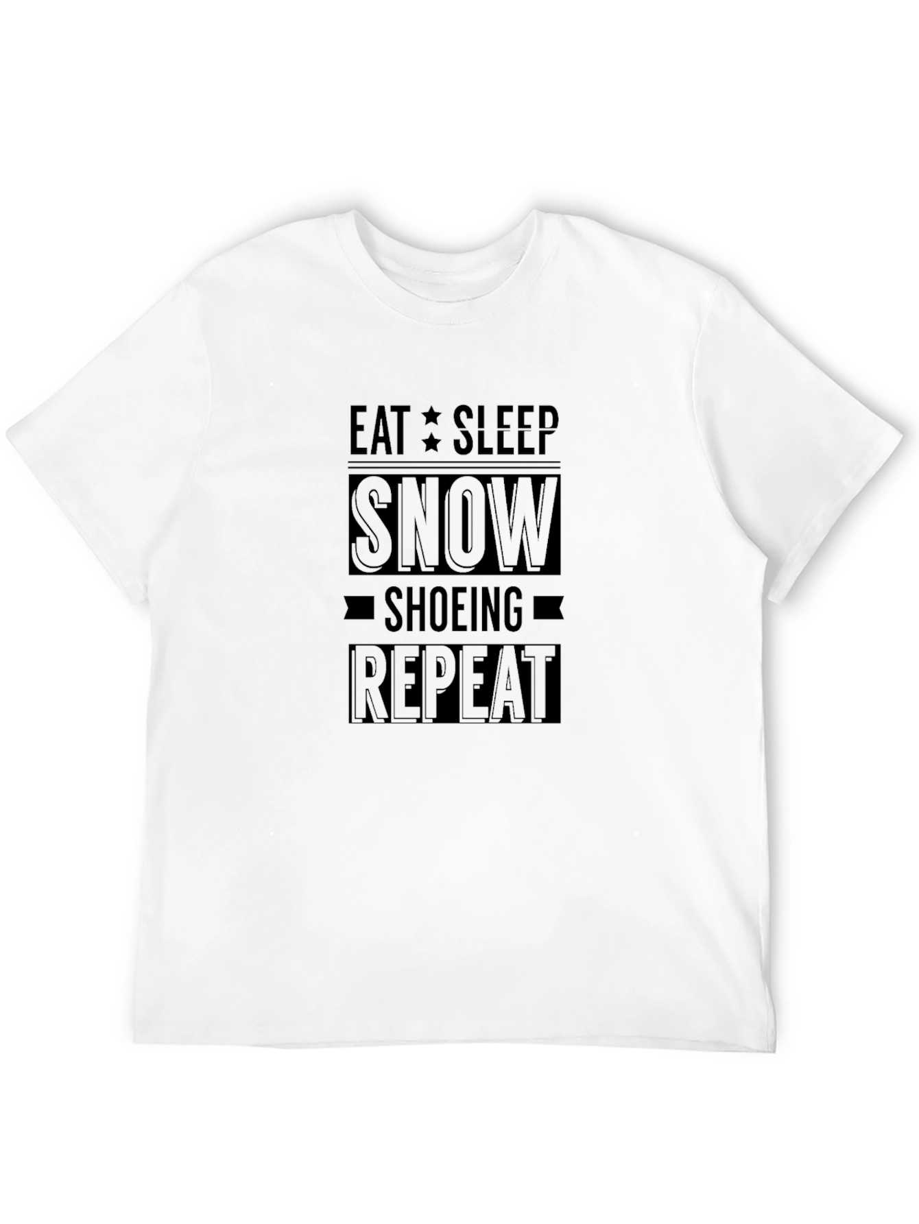 Black Eat Sleep Snowshoeing Repeat Black T-Shirt view 12
