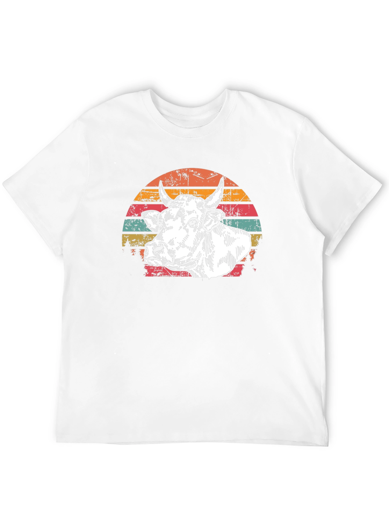 Black Vintage Cow Graphic Tee - Retro Sunset Design view 12