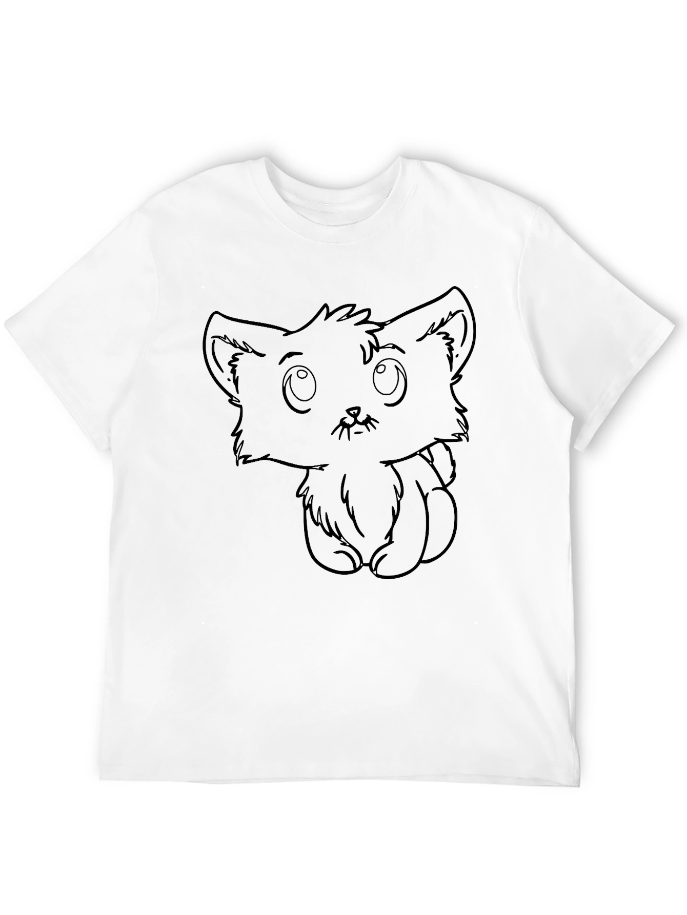 Black Cute Kitten Outline Black T-Shirt view 12