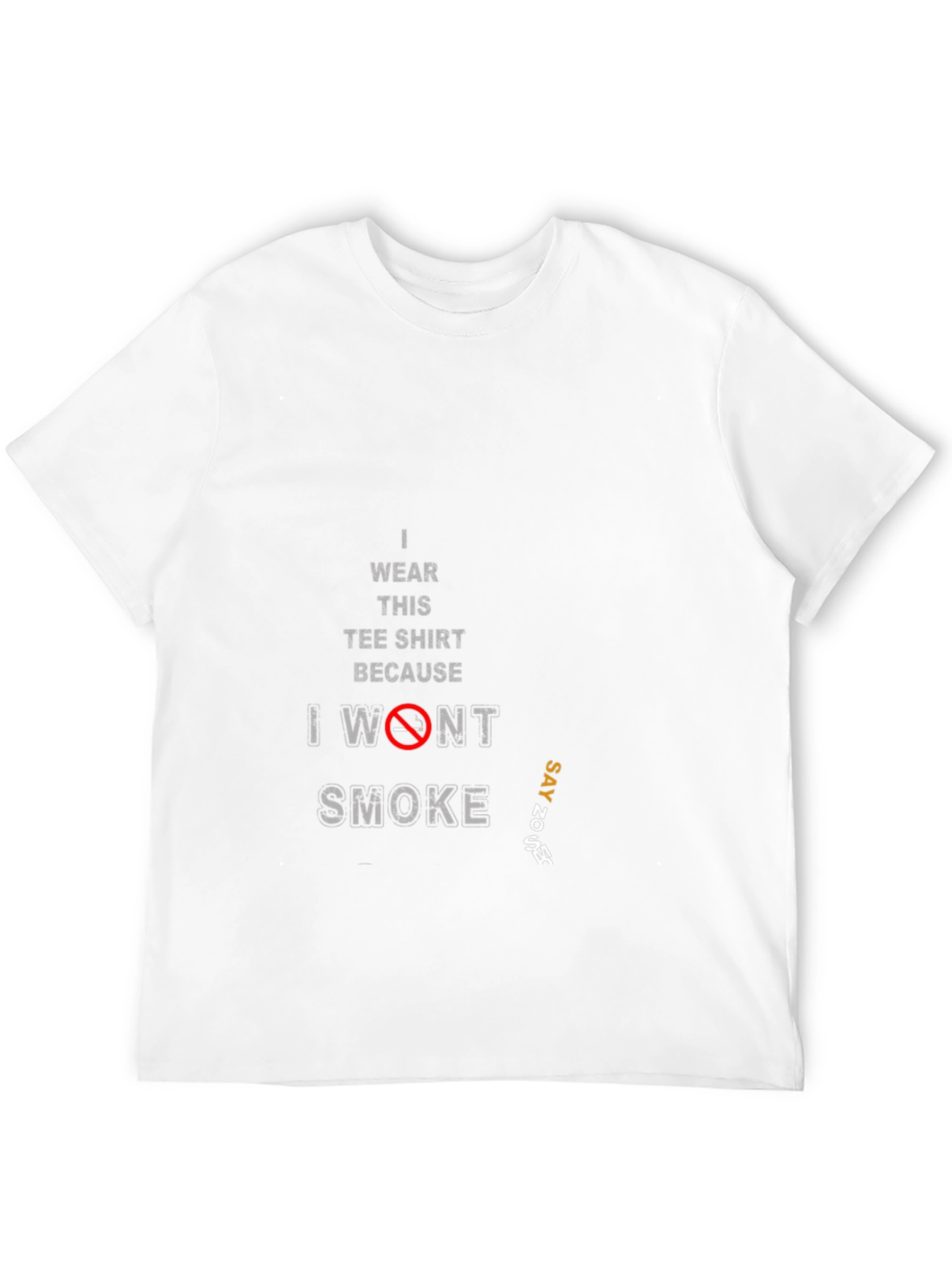 Black Anti-Smoking Slogan Tee - 'I Won't Smoke' view 12