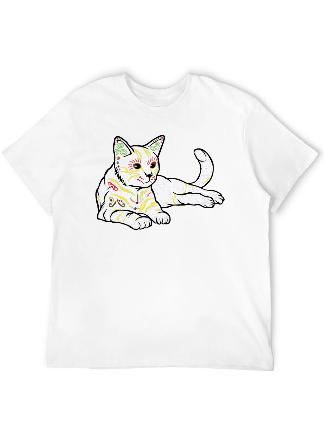 Black Day of the Dead Cat T-Shirt - Sugar Skull Kitten Tee view 12