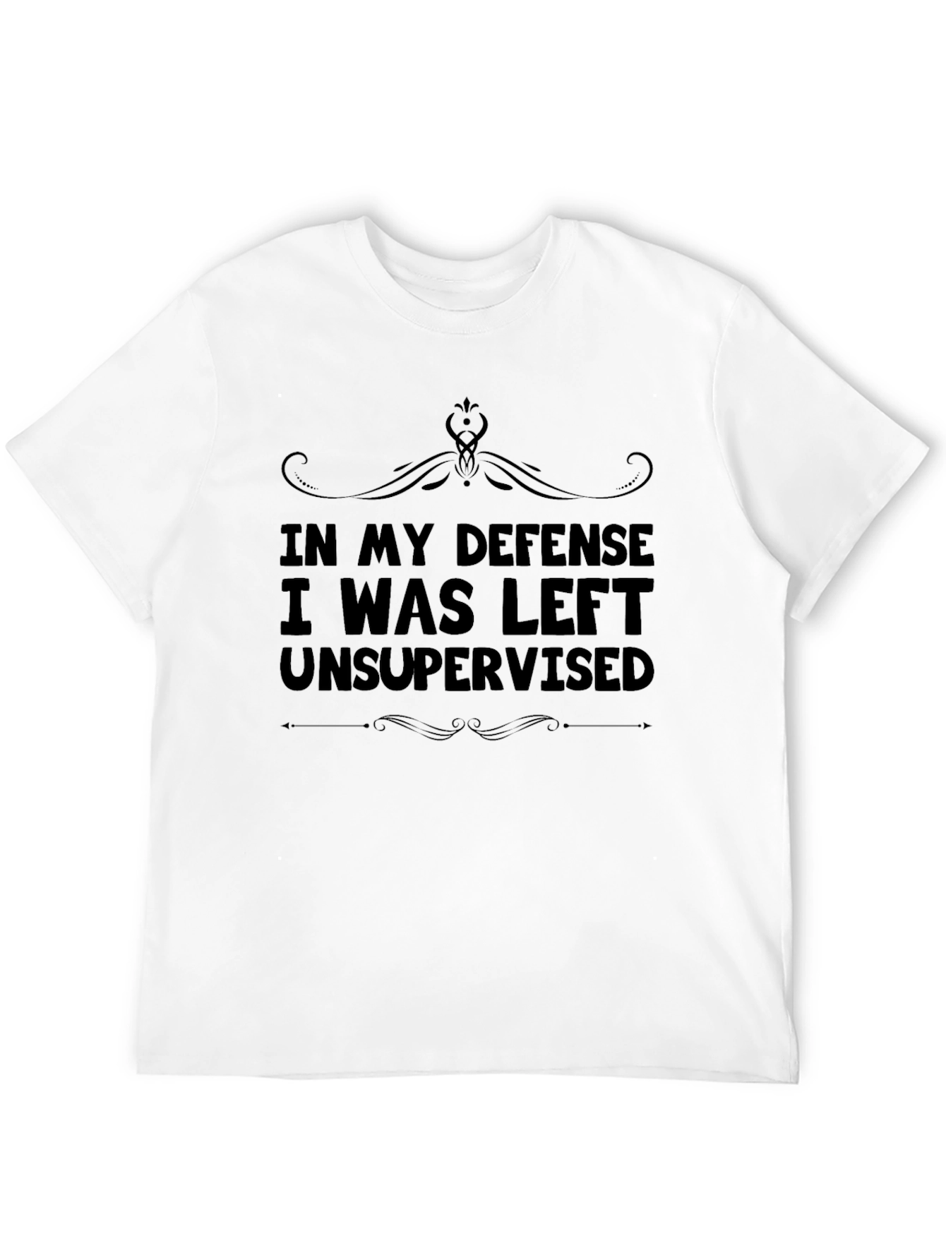 Black Funny "Unsupervised" Graphic T-Shirt view 12