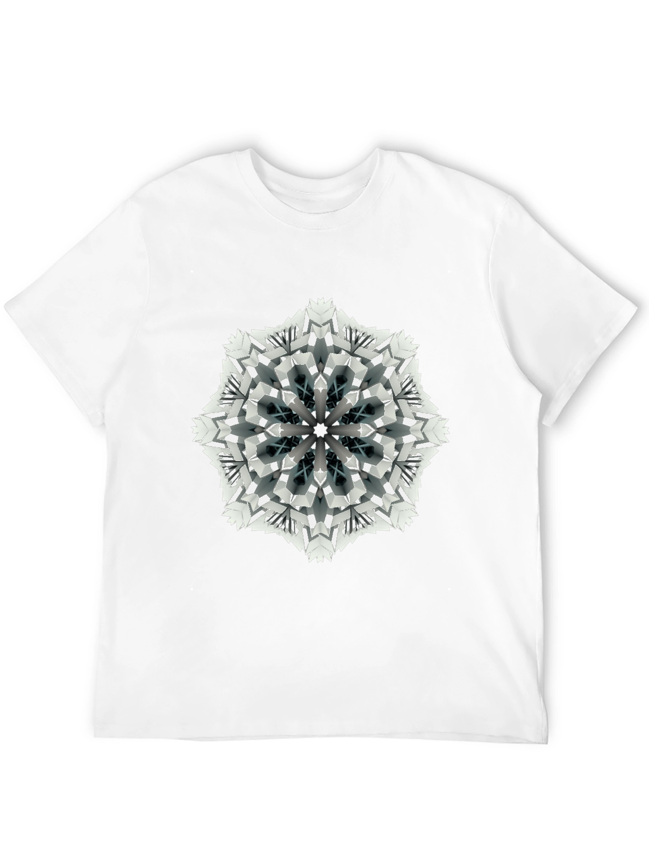Black Geometric Mandala Print Black T-Shirt view 12
