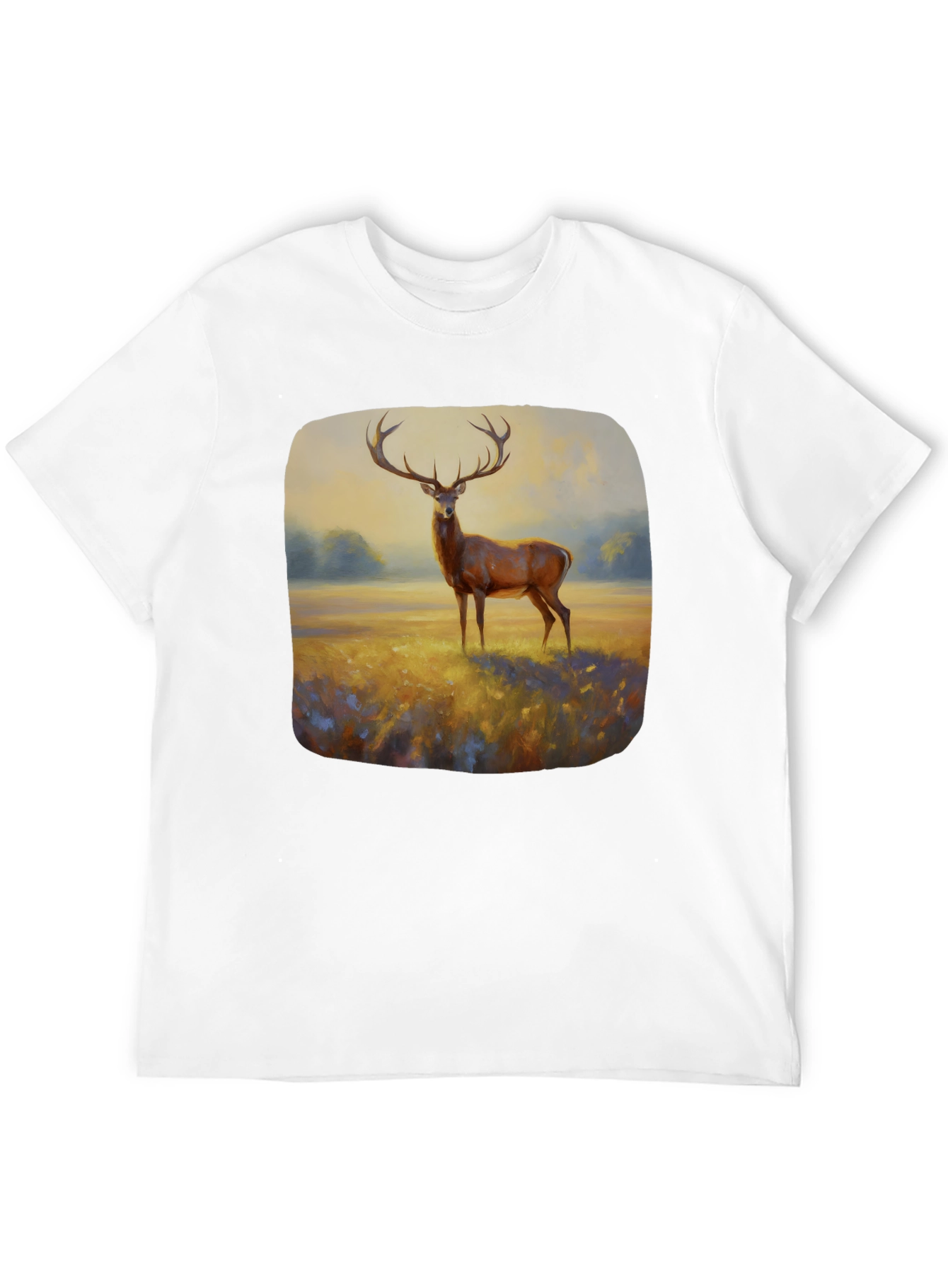 Black Deer Painting Graphic Tee - Nature Inspired Art Shirt view 12
