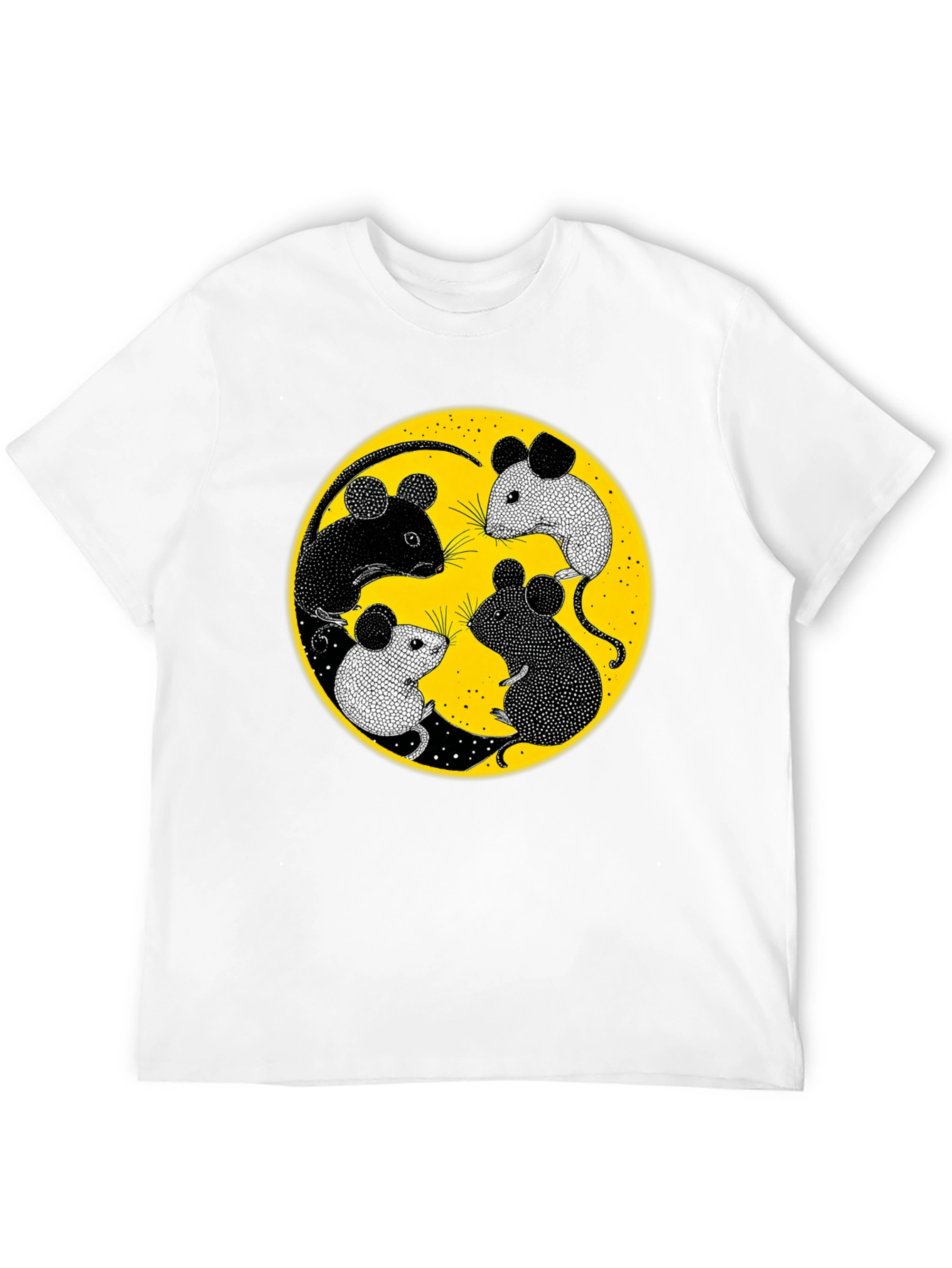 Black Yin Yang Mice Graphic Tee - Black view 12