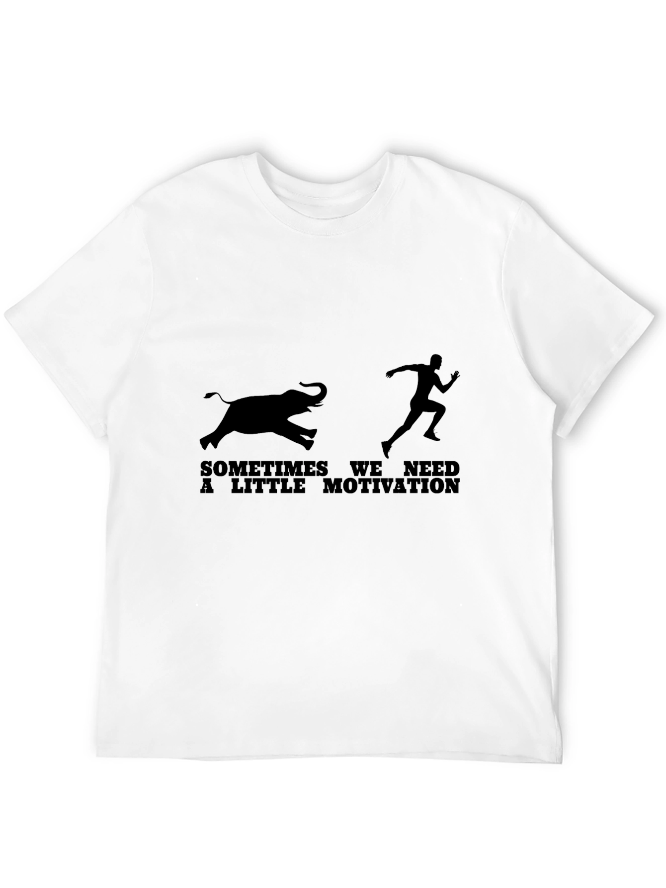 Black Motivation T-Shirt: Running from Elephant Tee view 12