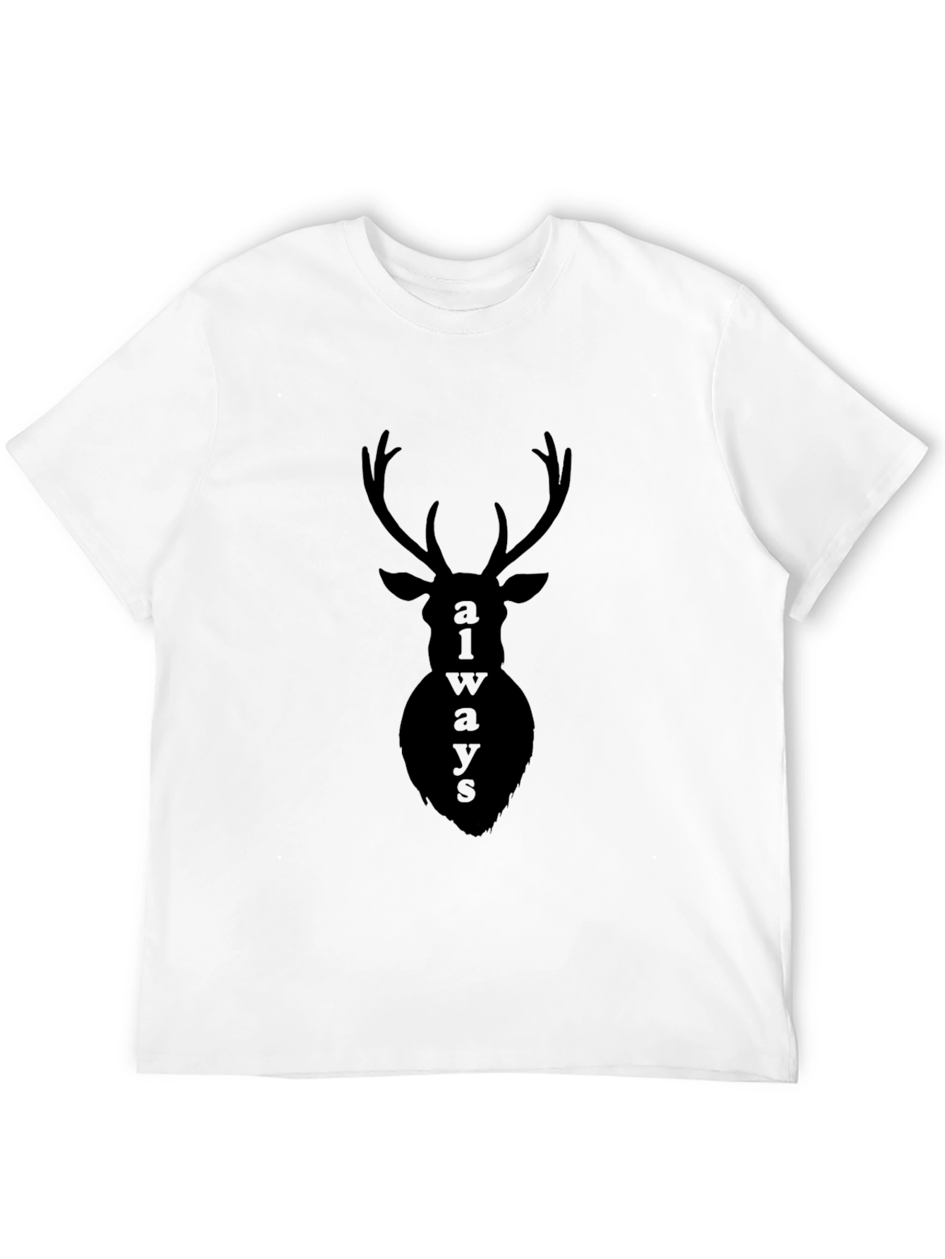 Black Always Deer Graphic Print Black T-Shirt view 12