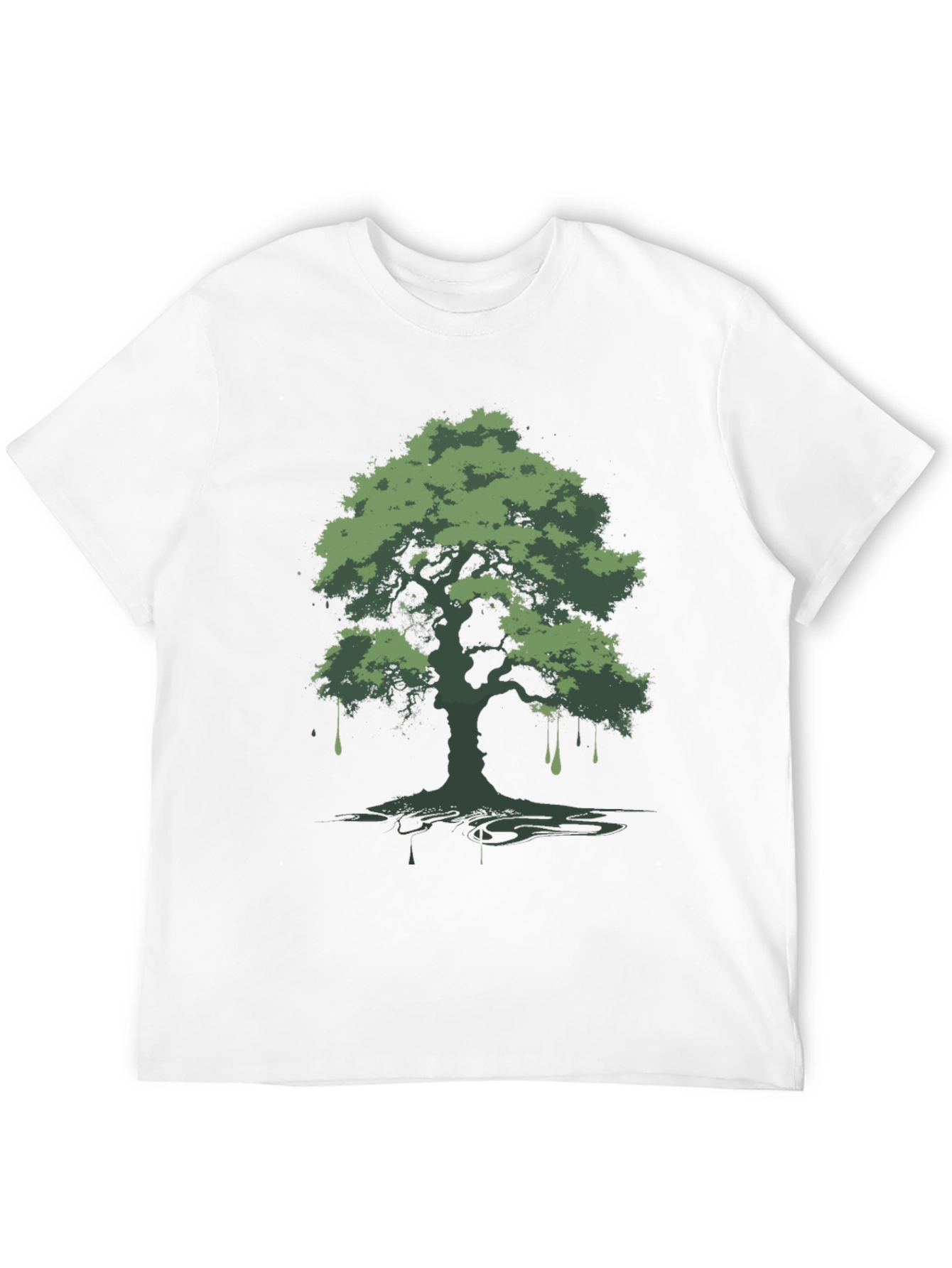 Black Green Tree Graphic Black T-Shirt view 12