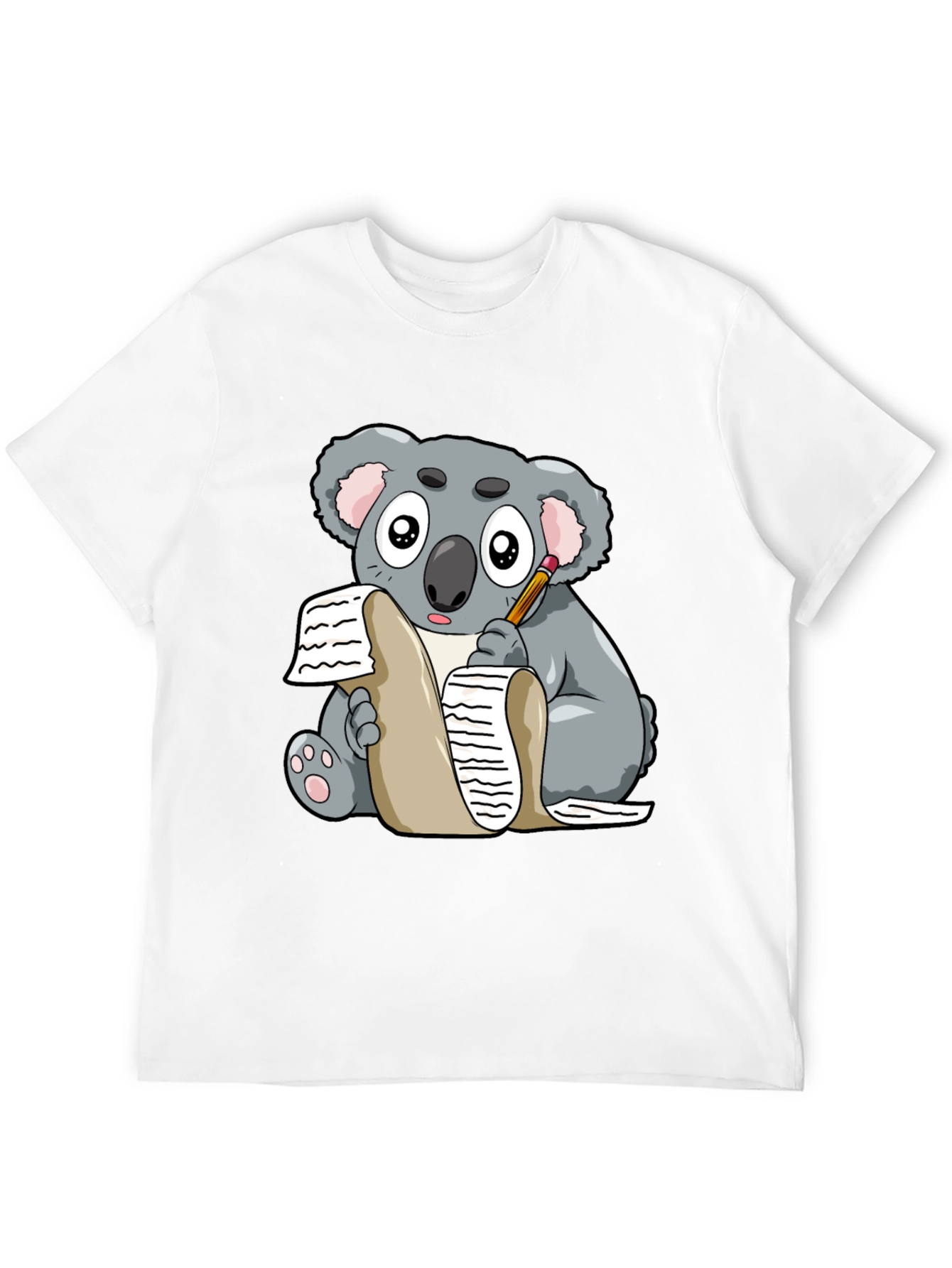 Black Koala Writer Graphic T-Shirt - Unisex Tee view 12
