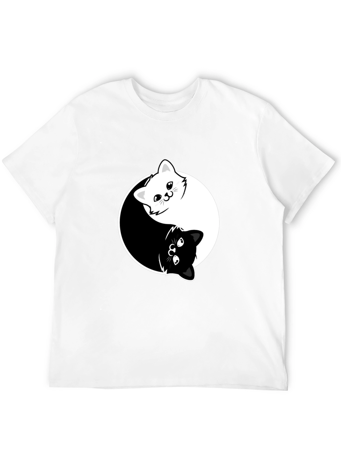 Black Yin Yang Cats Graphic Tee - Black Cotton Blend T-Shirt view 12
